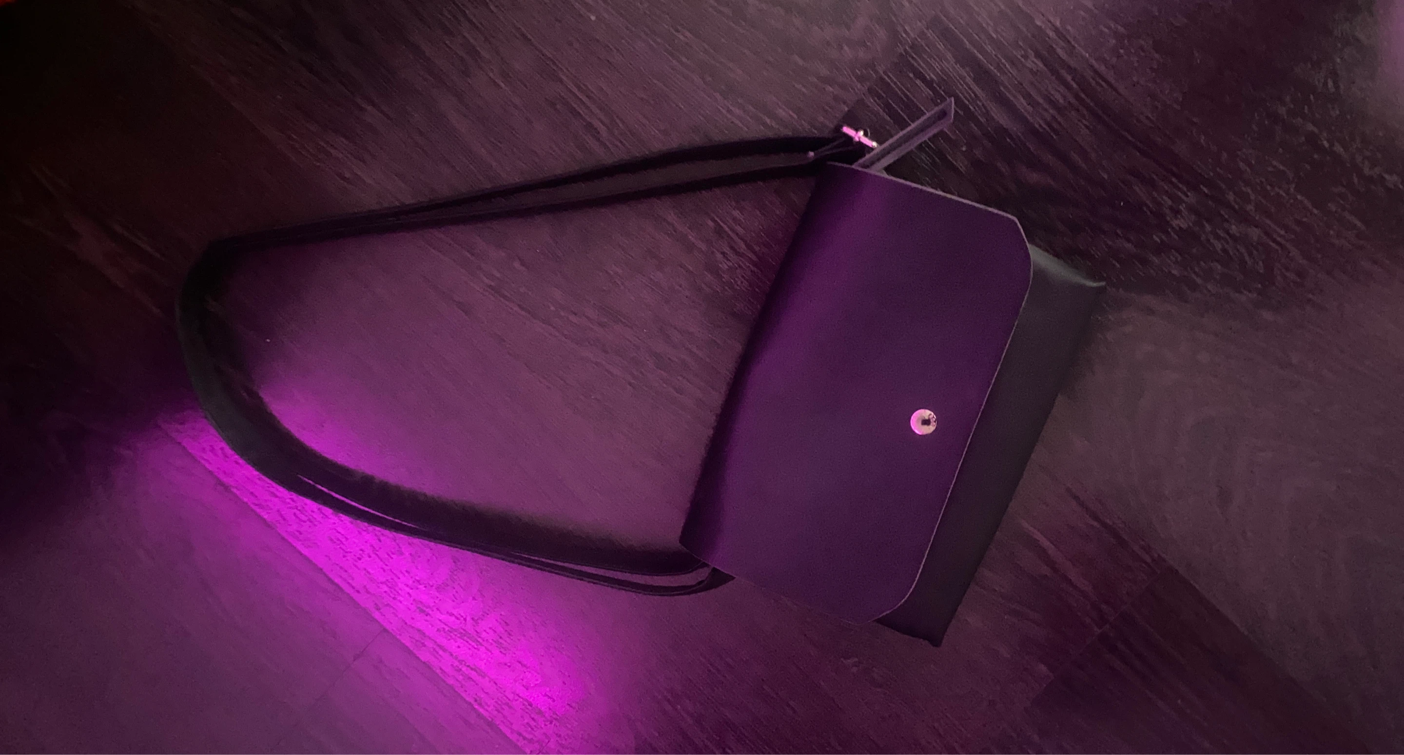 Black faux leather crossbody bag