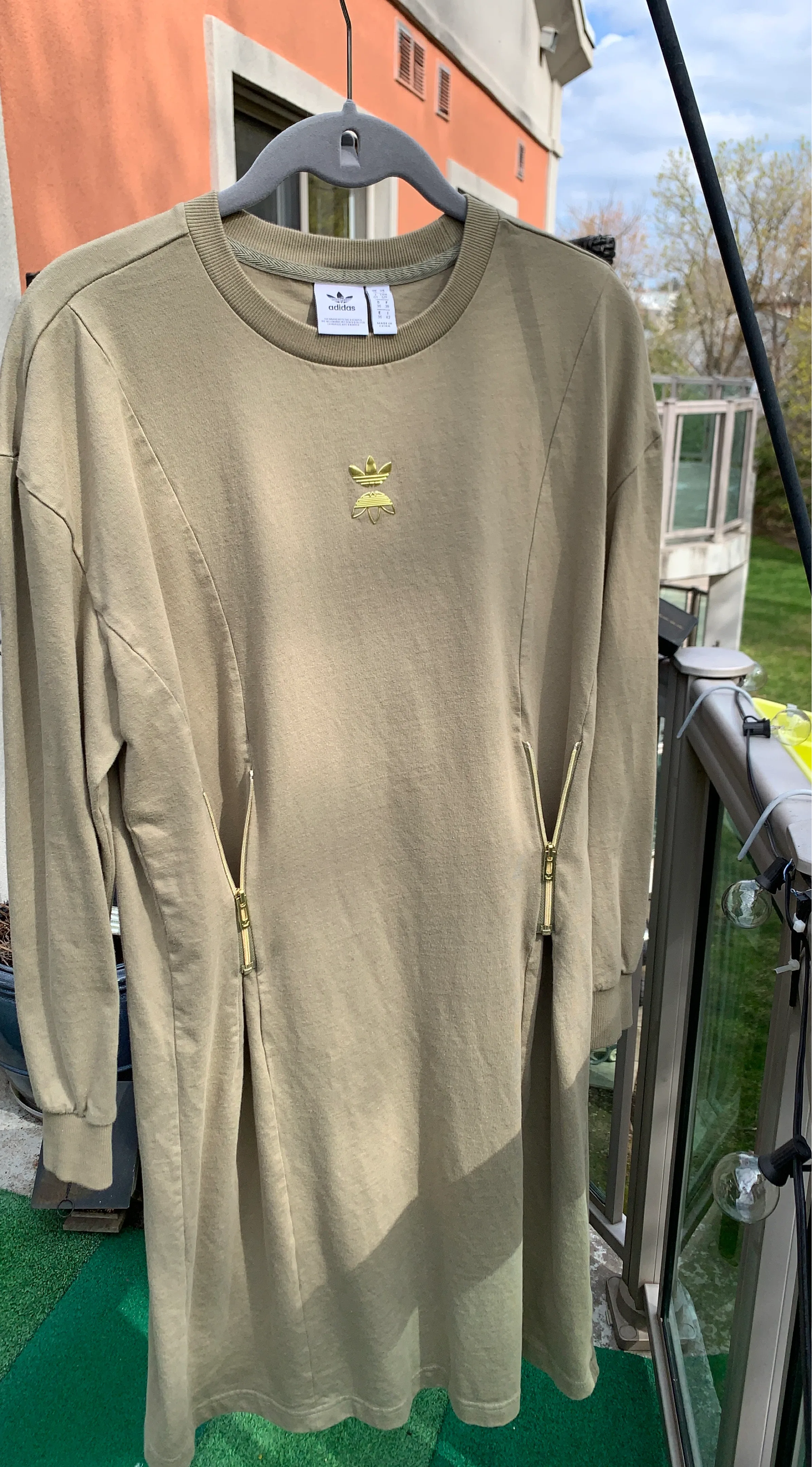 Adidas Women's Long Sleeve Dress Khaki Green Size S/M