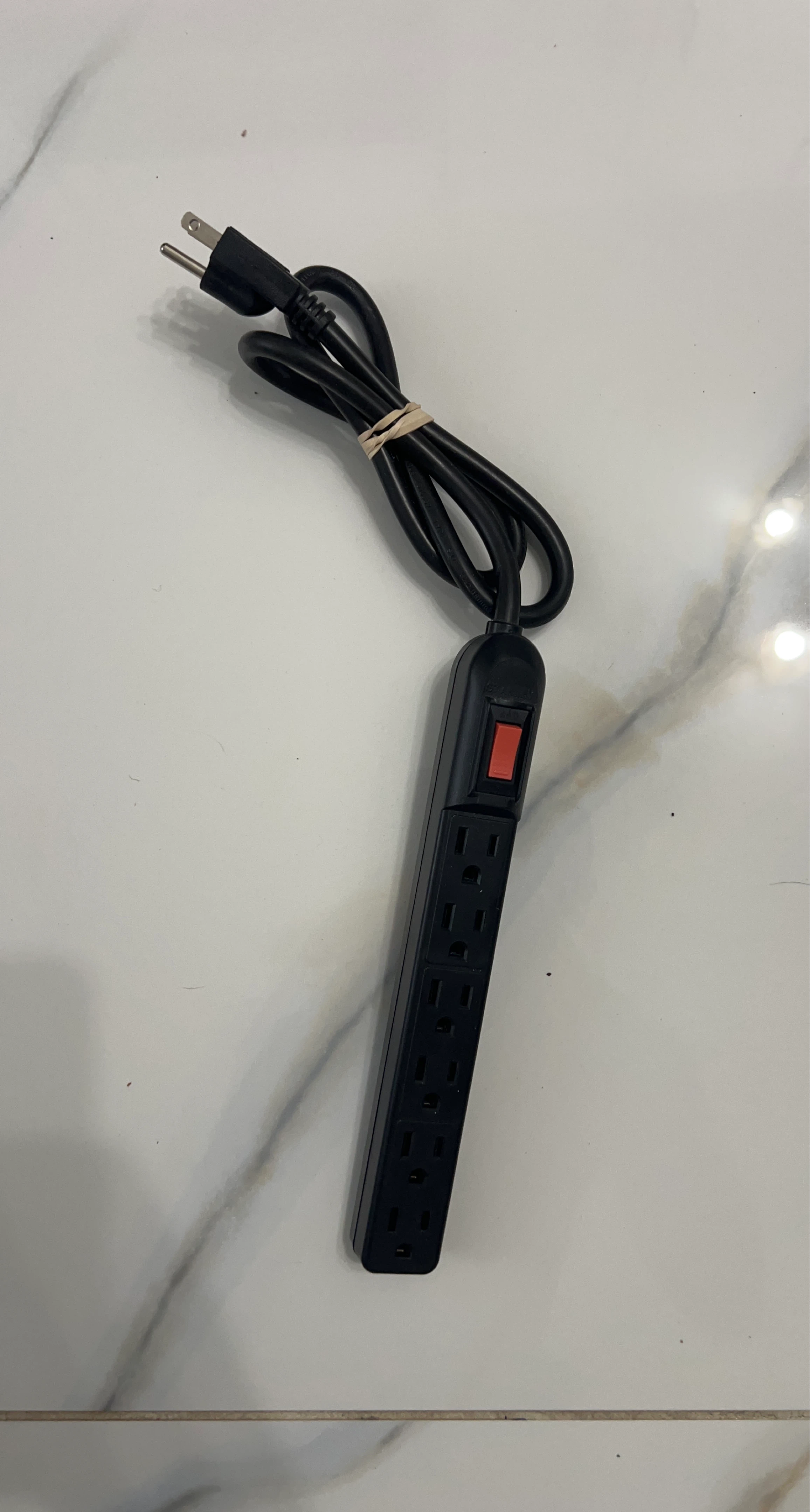 Black 6-Outlet Power Strip with On/Off Switch