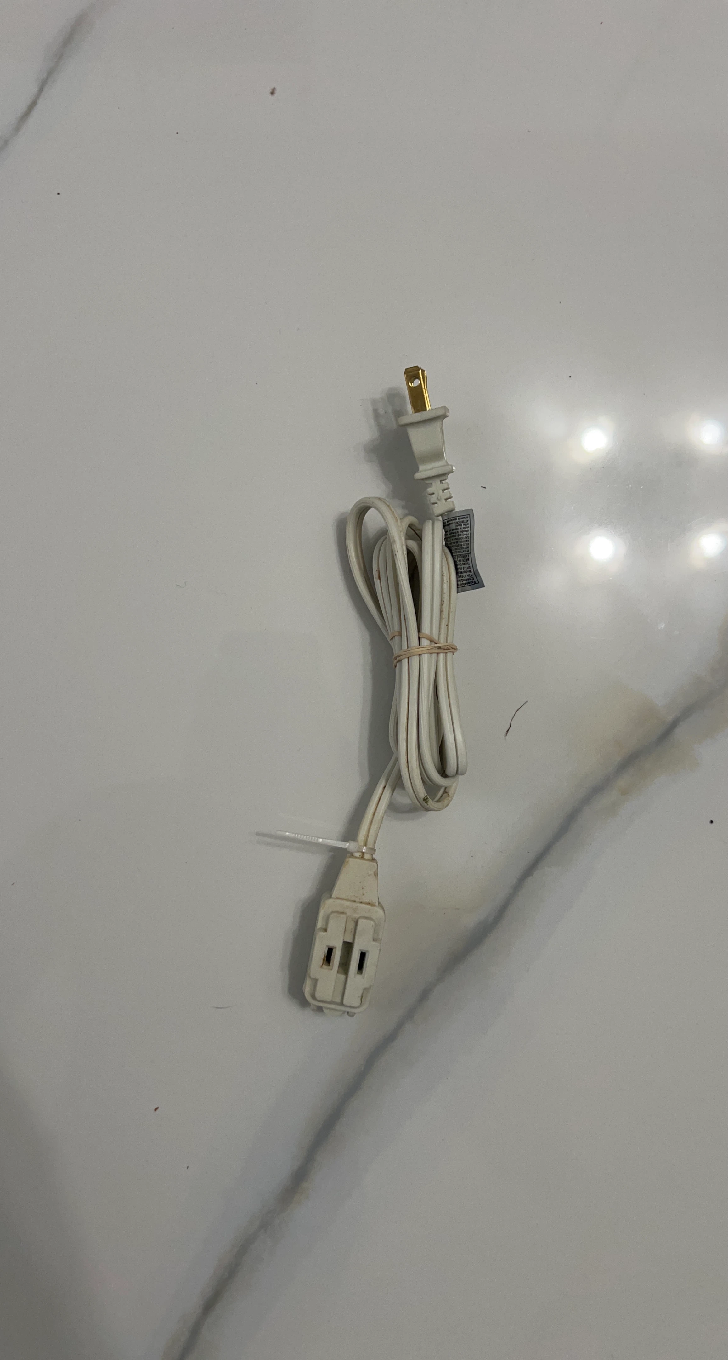 White Extension Cord with Male to Female Plug