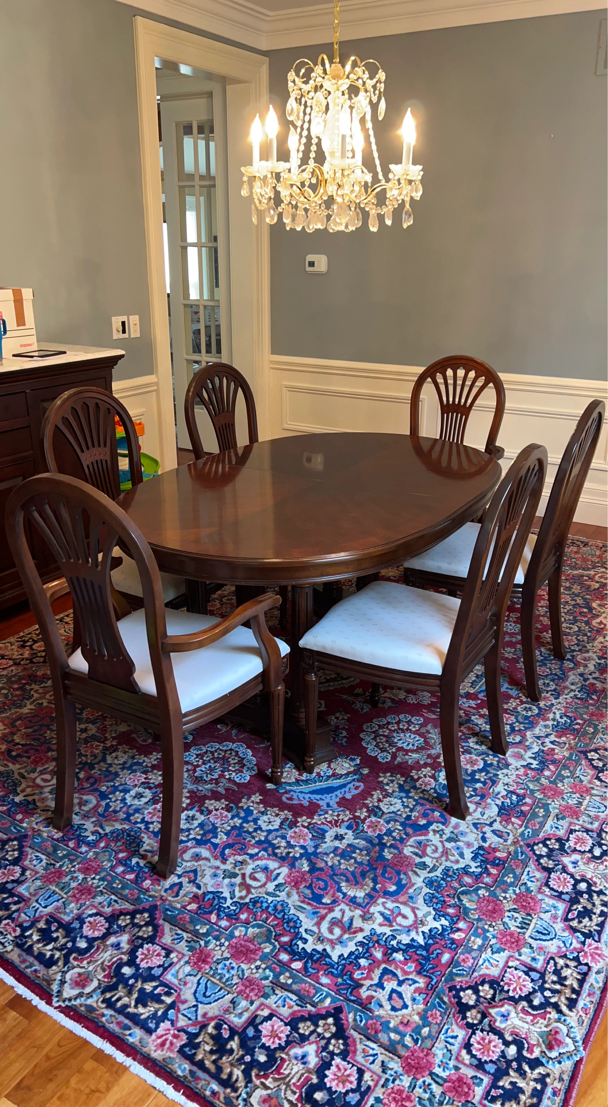 Wooden Dining Table with 6 Chairs