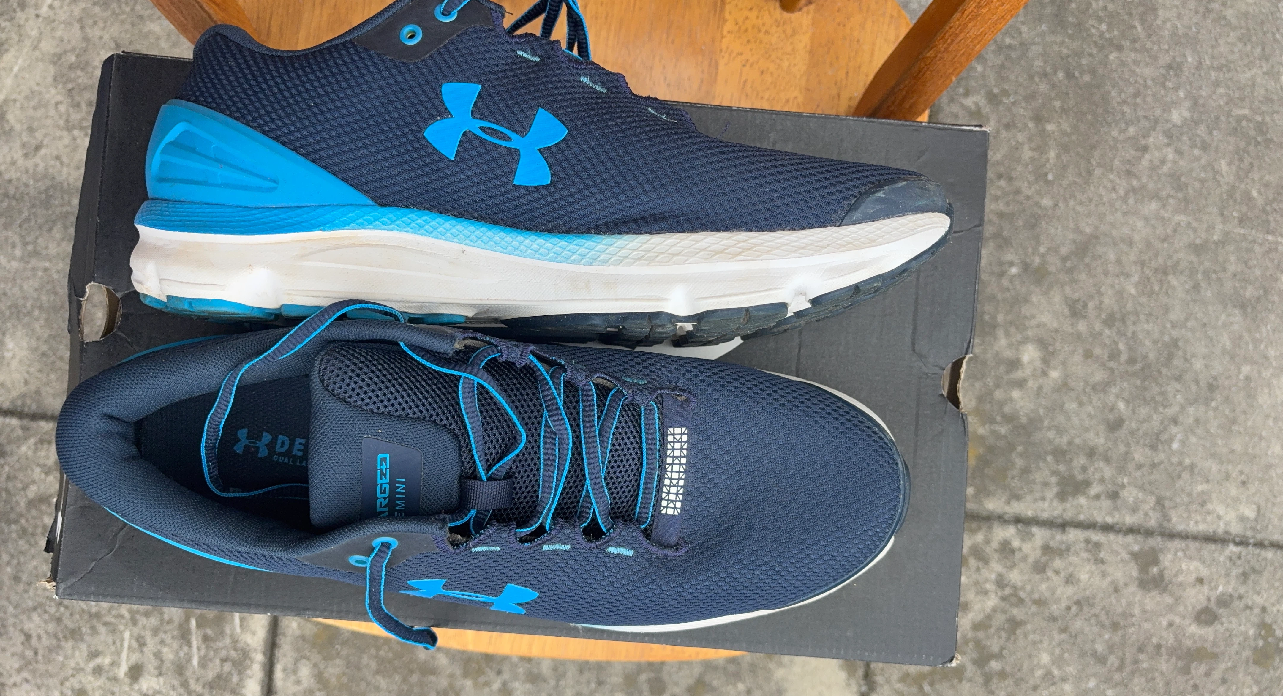 Under Armour Charged Gemini 2 Mens Running Shoes Navy Blue