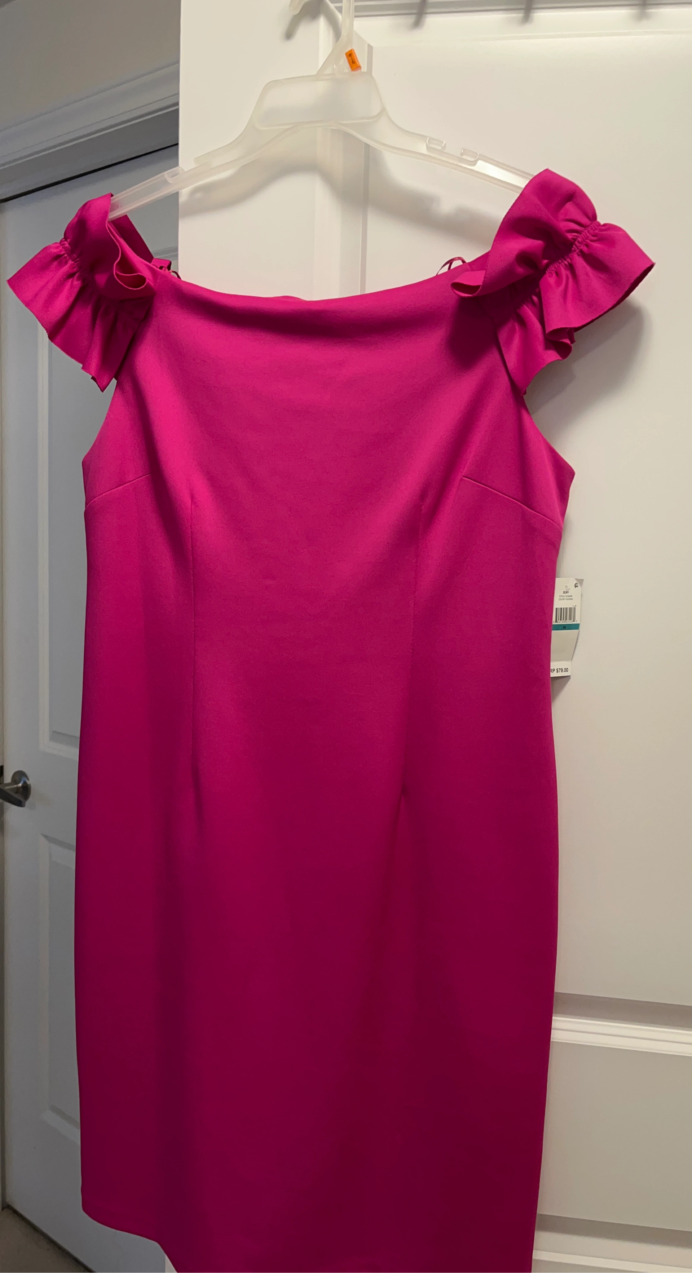 SLNY  Evenings Pink Ruffle Sleeve Dress - Size 16
