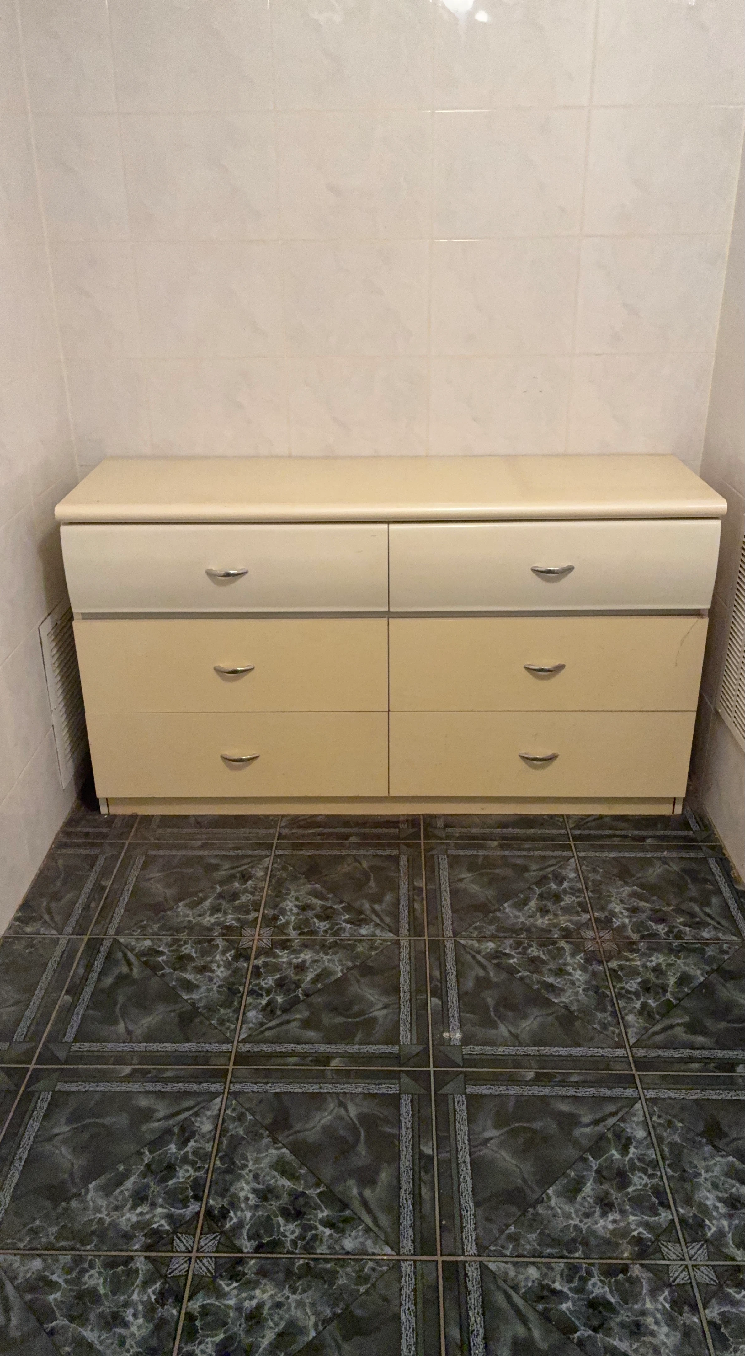 Cream Six-Drawer Dresser