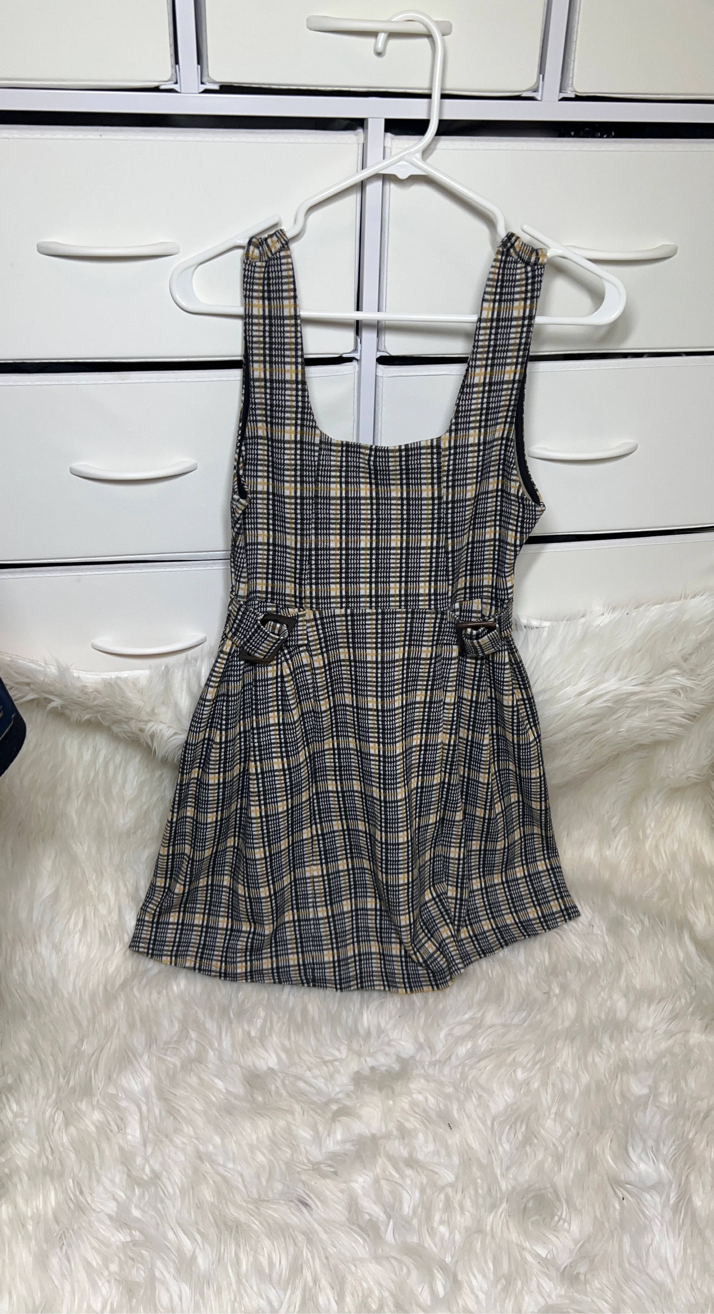 Topshop Plaid Pinafore Dress - Size 4