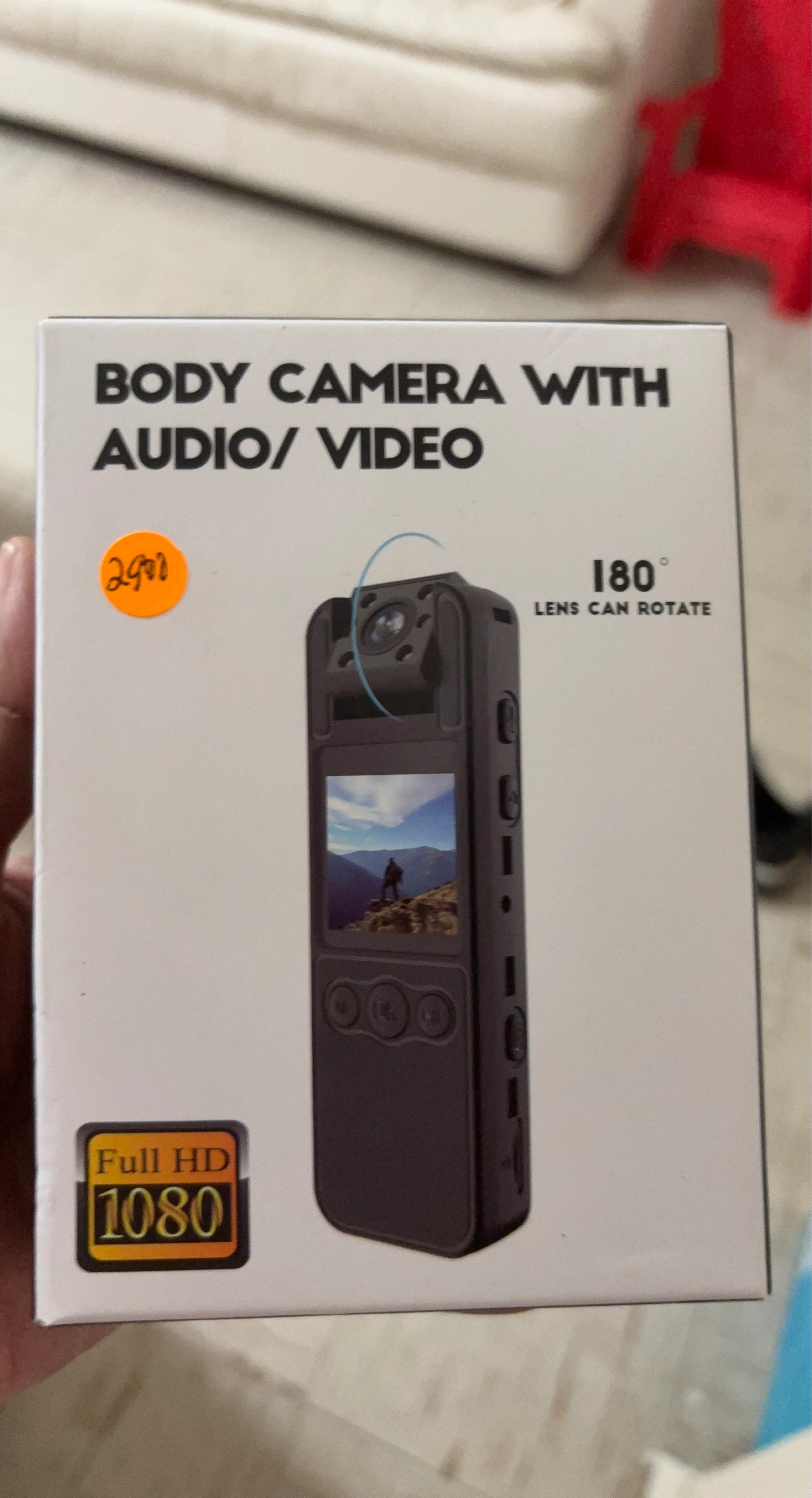 Body Camera with Audio/Video - Full HD 1080, 180° Lens Rotate
