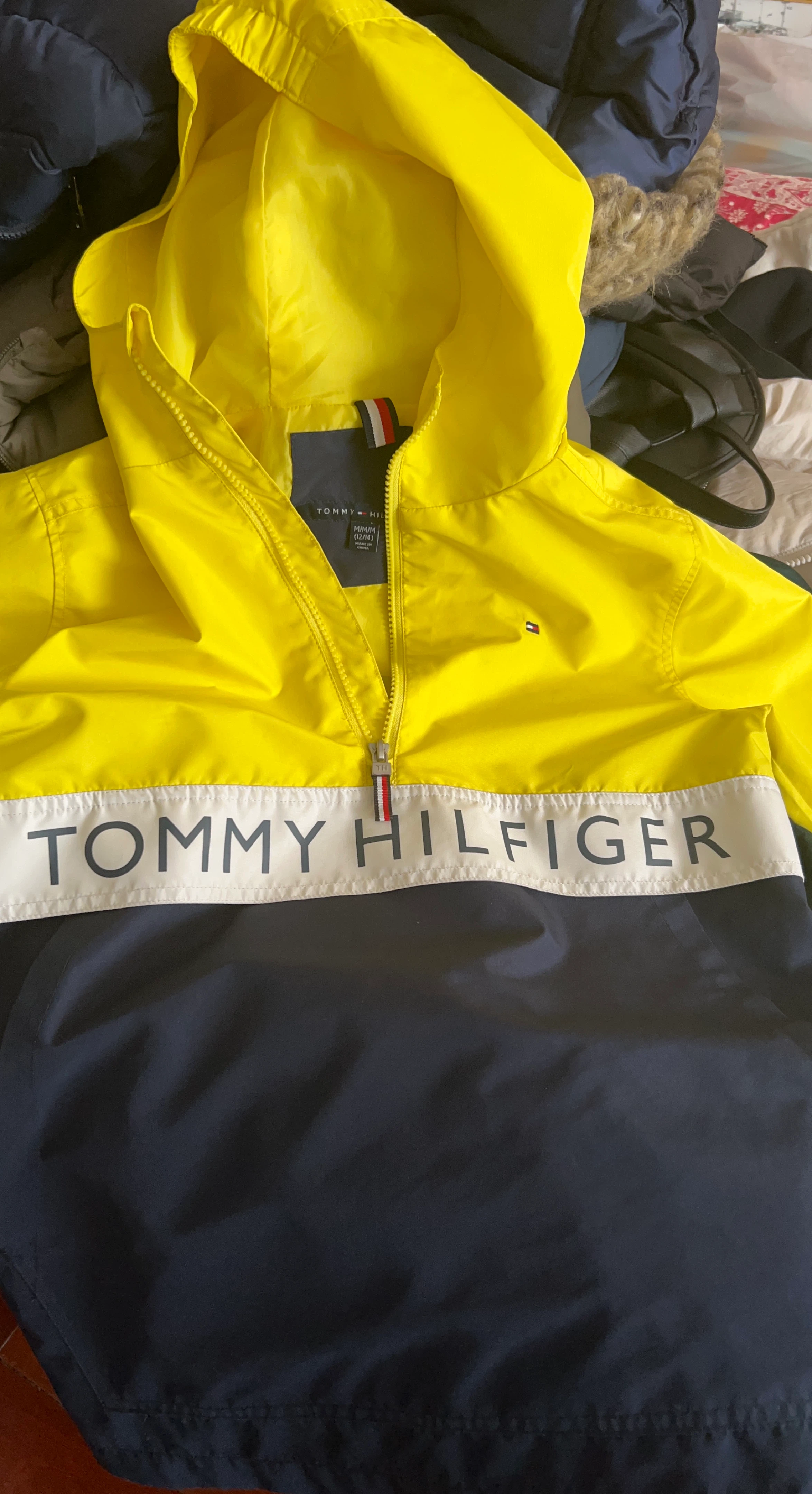 Tommy Hilfiger Colourblock Hooded Jacket - Yellow/Navy
