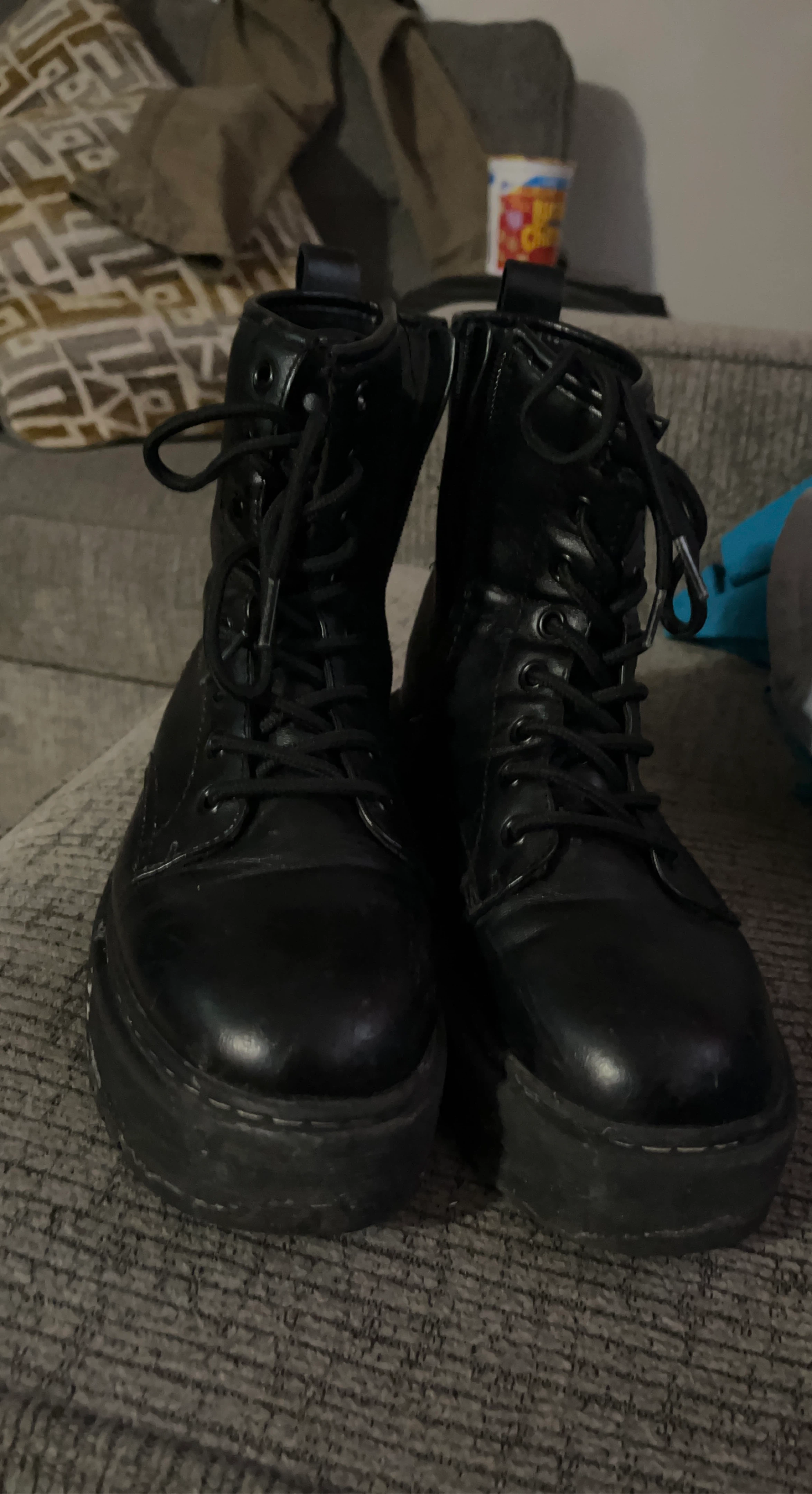 Black Platform Combat Boots