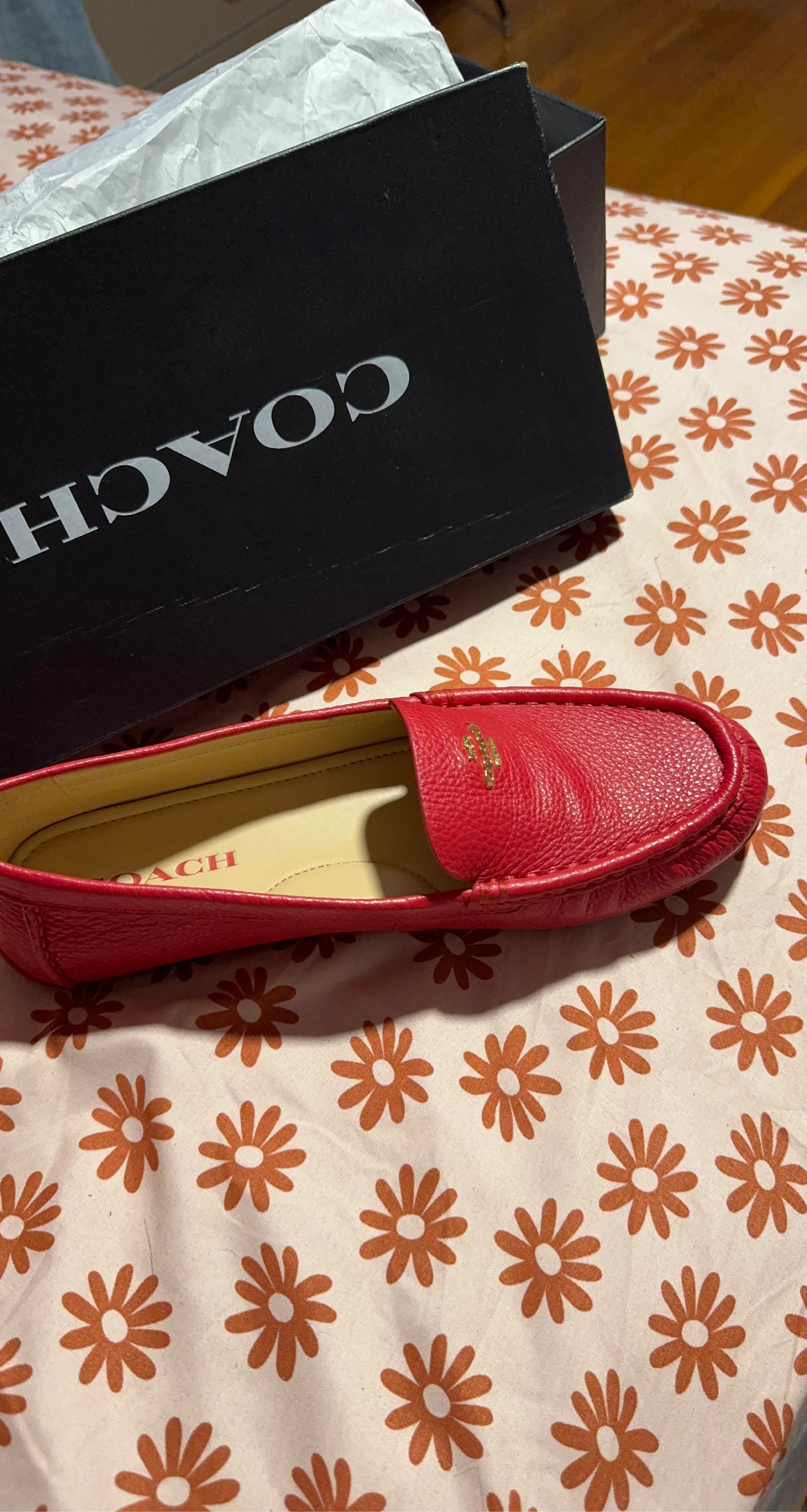 Coach Red Leather Driving Moccasins