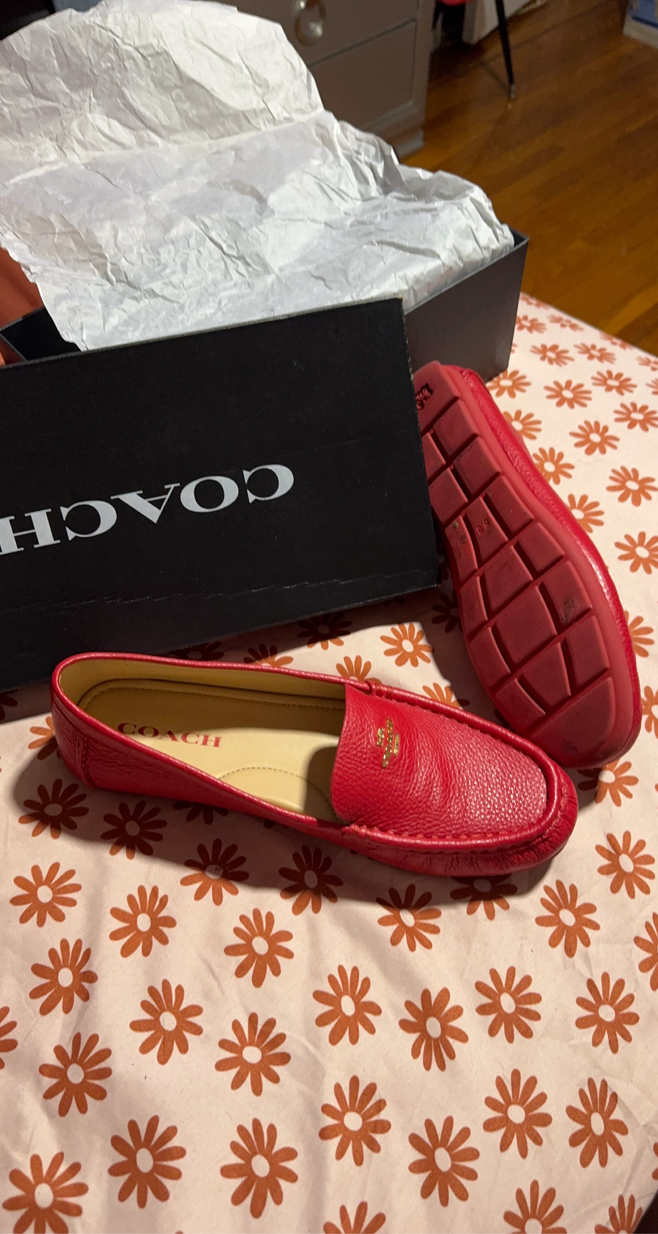 Red COACH Loafers