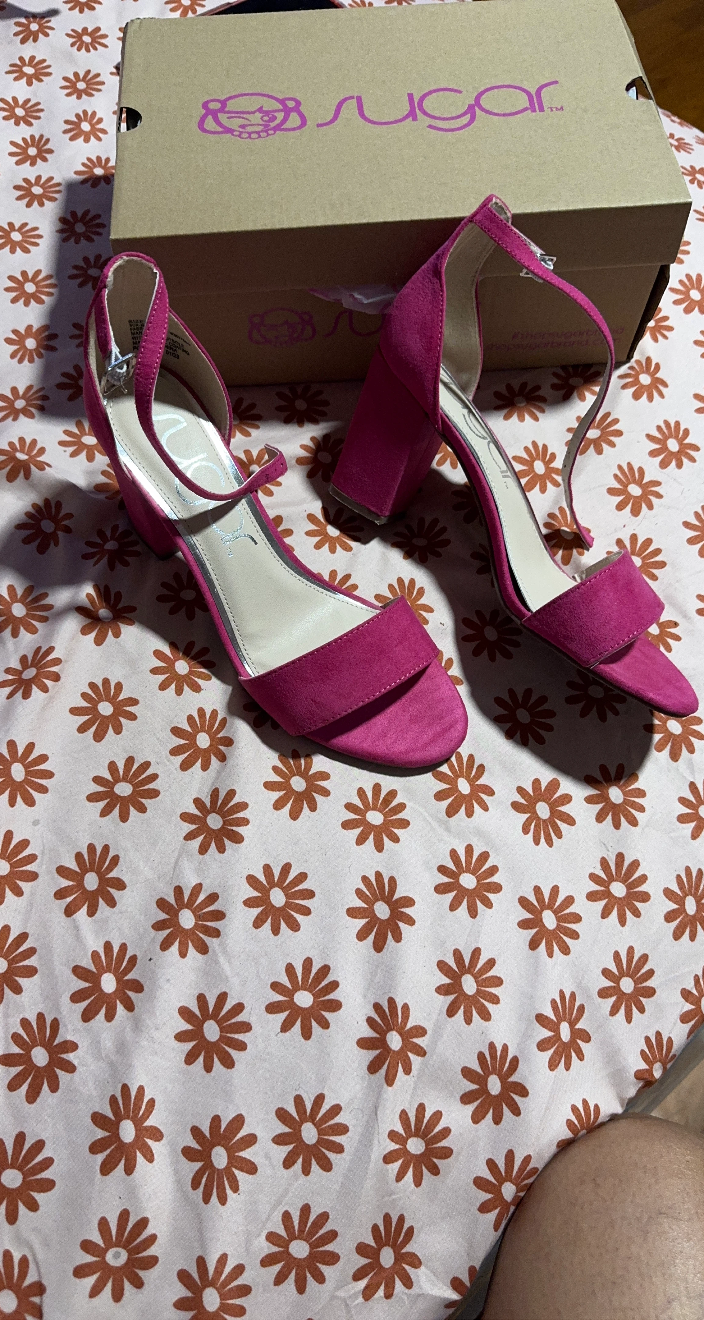 Sugar Women's Pink Suede Block Heels
