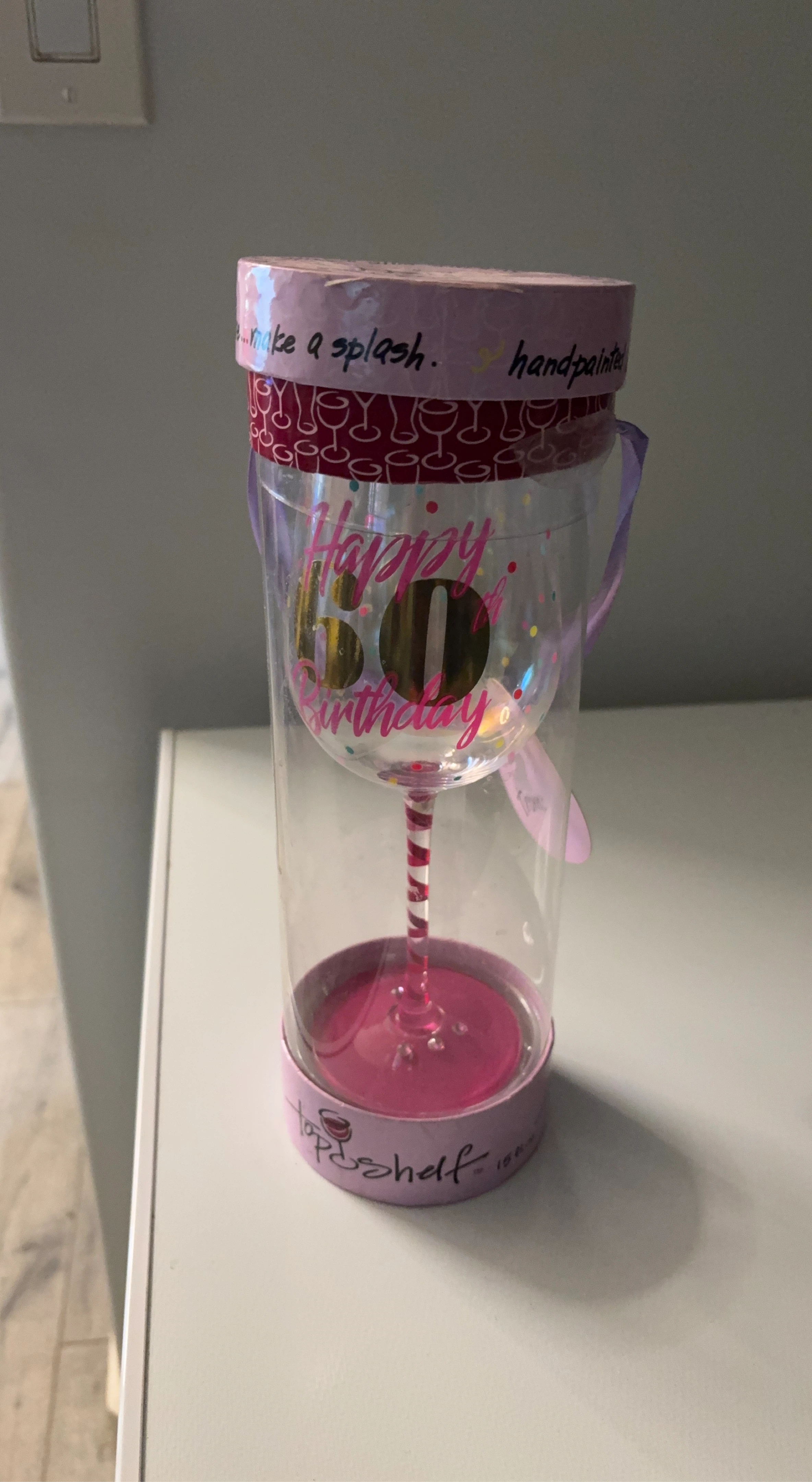 Handpainted "Happy 60th Birthday" Wine Glass