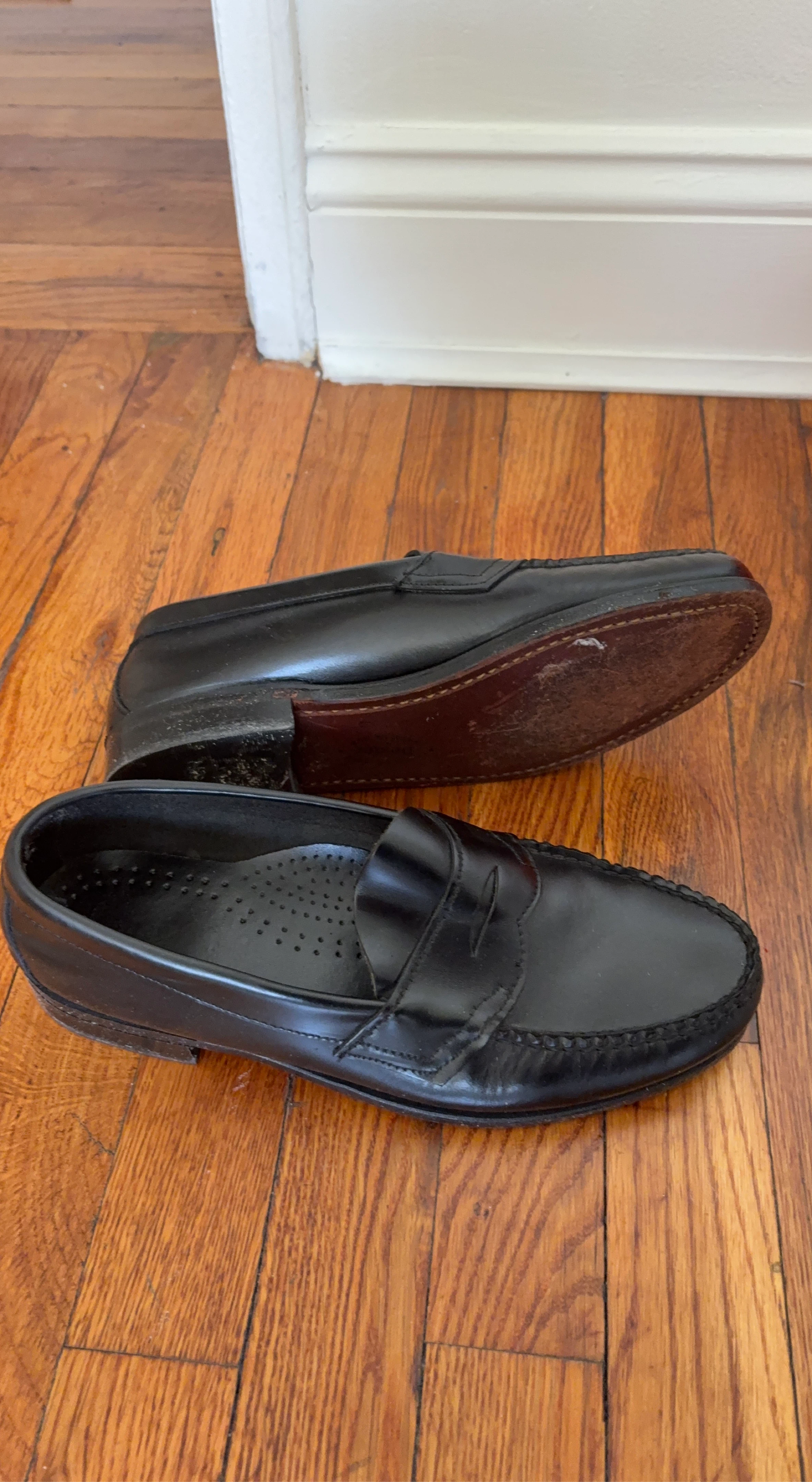 Black Leather Penny Loafer Shoes