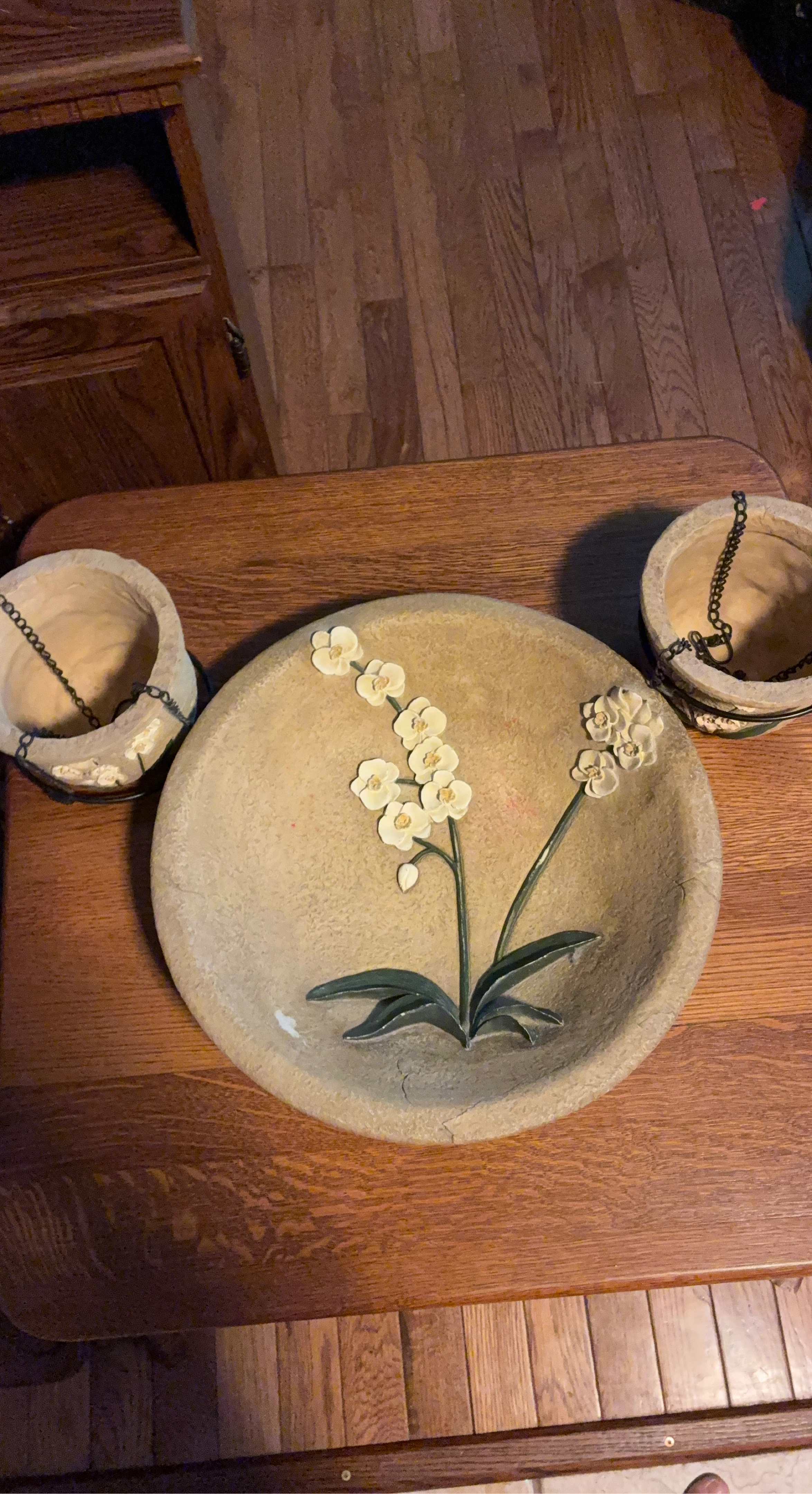 Decorative Hanging Planter Set with Orchid Design