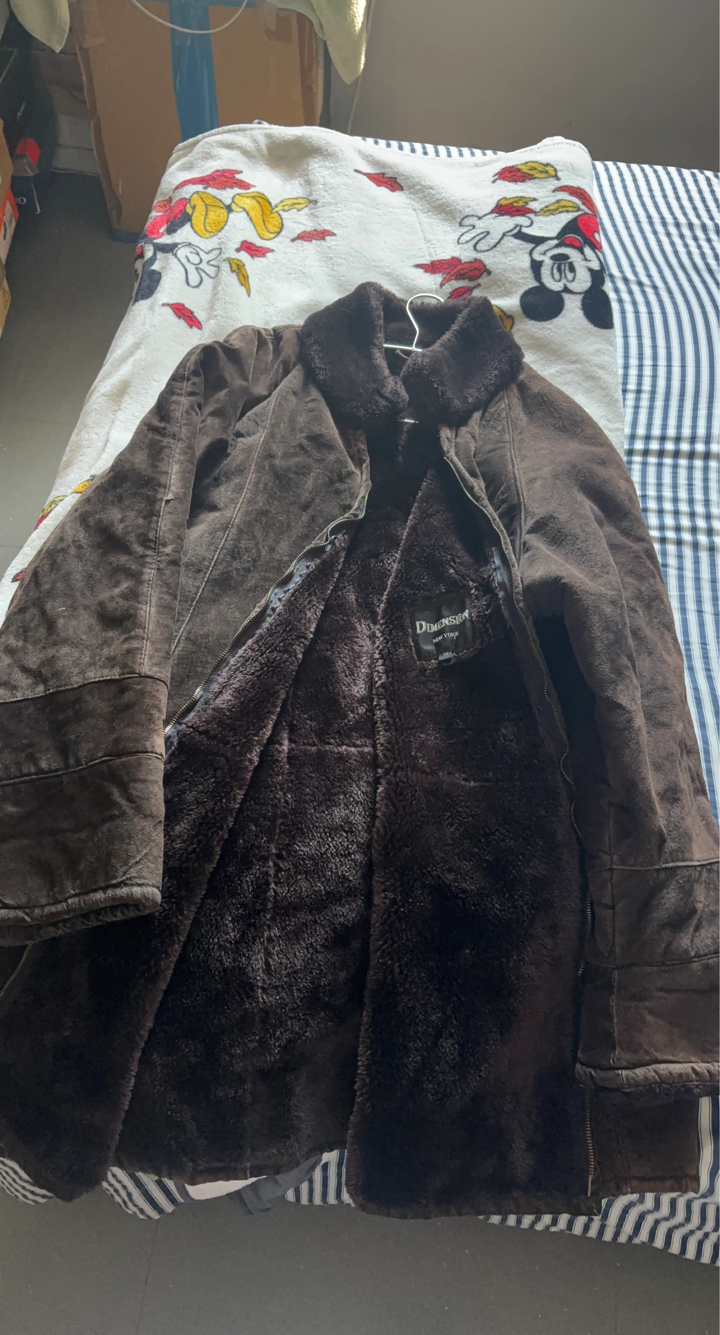 Dimension New York Brown Suede & Shearling Lined Jacket - Size M