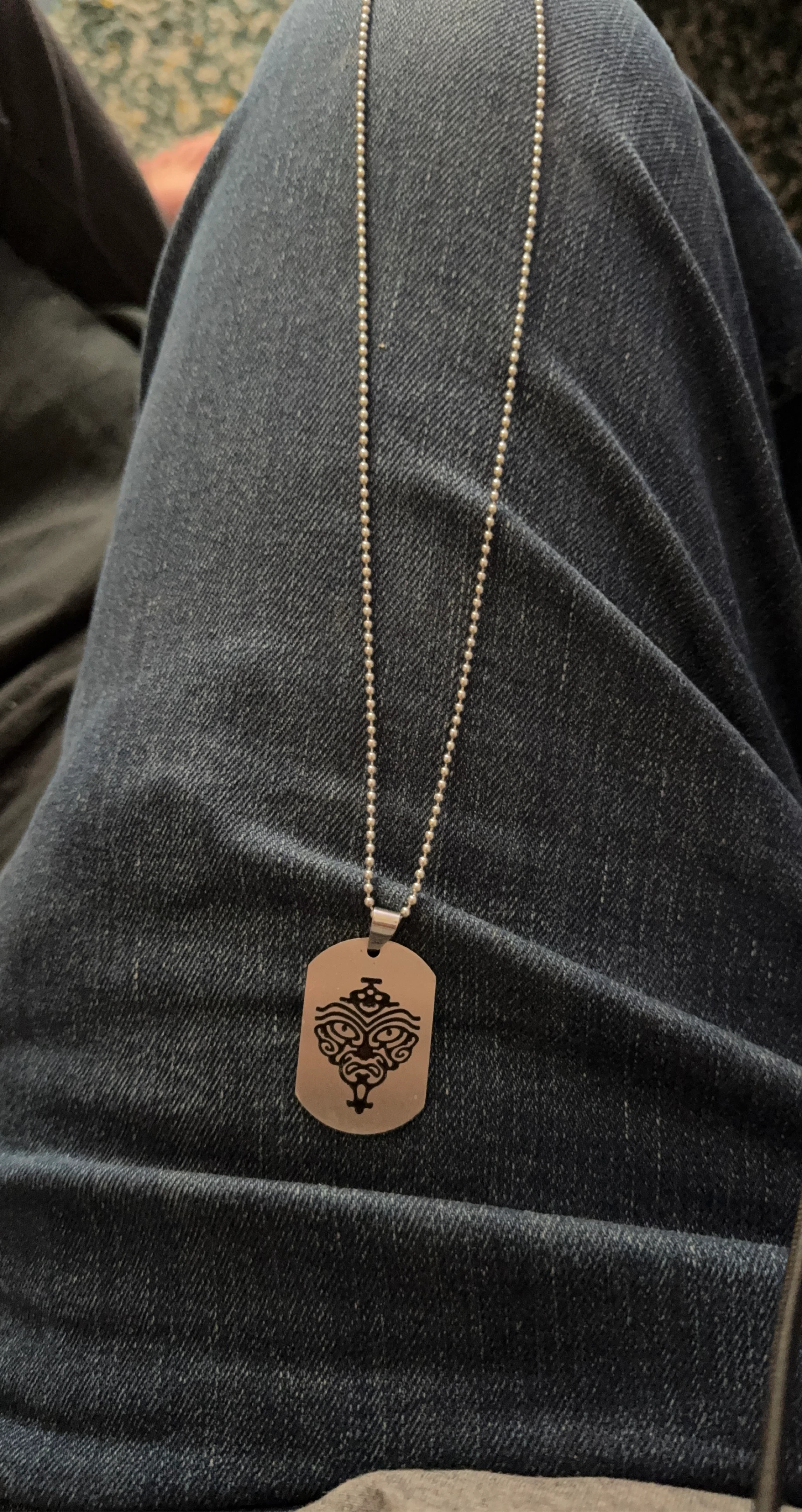 Dog Tag Necklace with Tribal Design