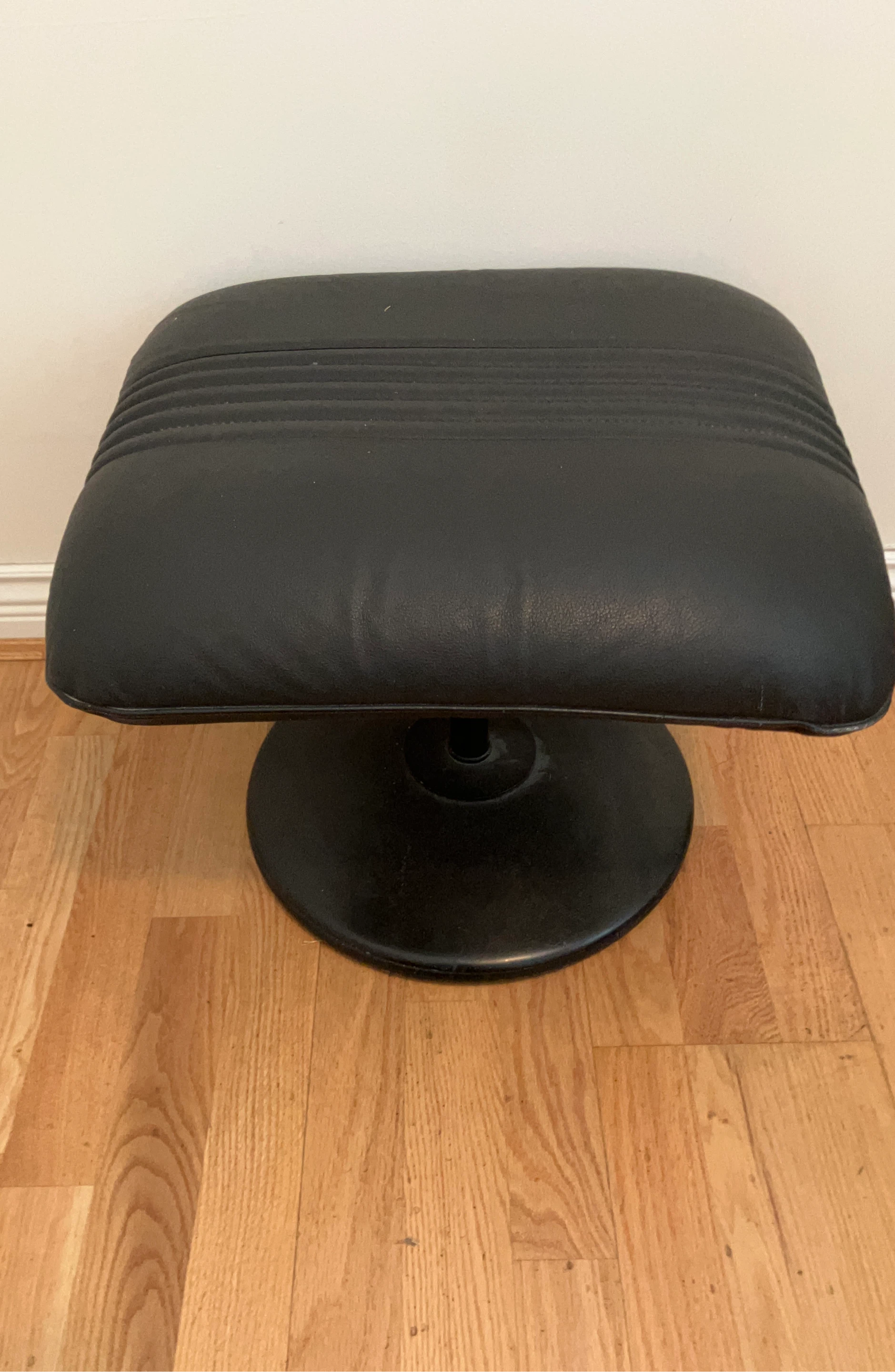 Black Faux Leather Footstool Ottoman