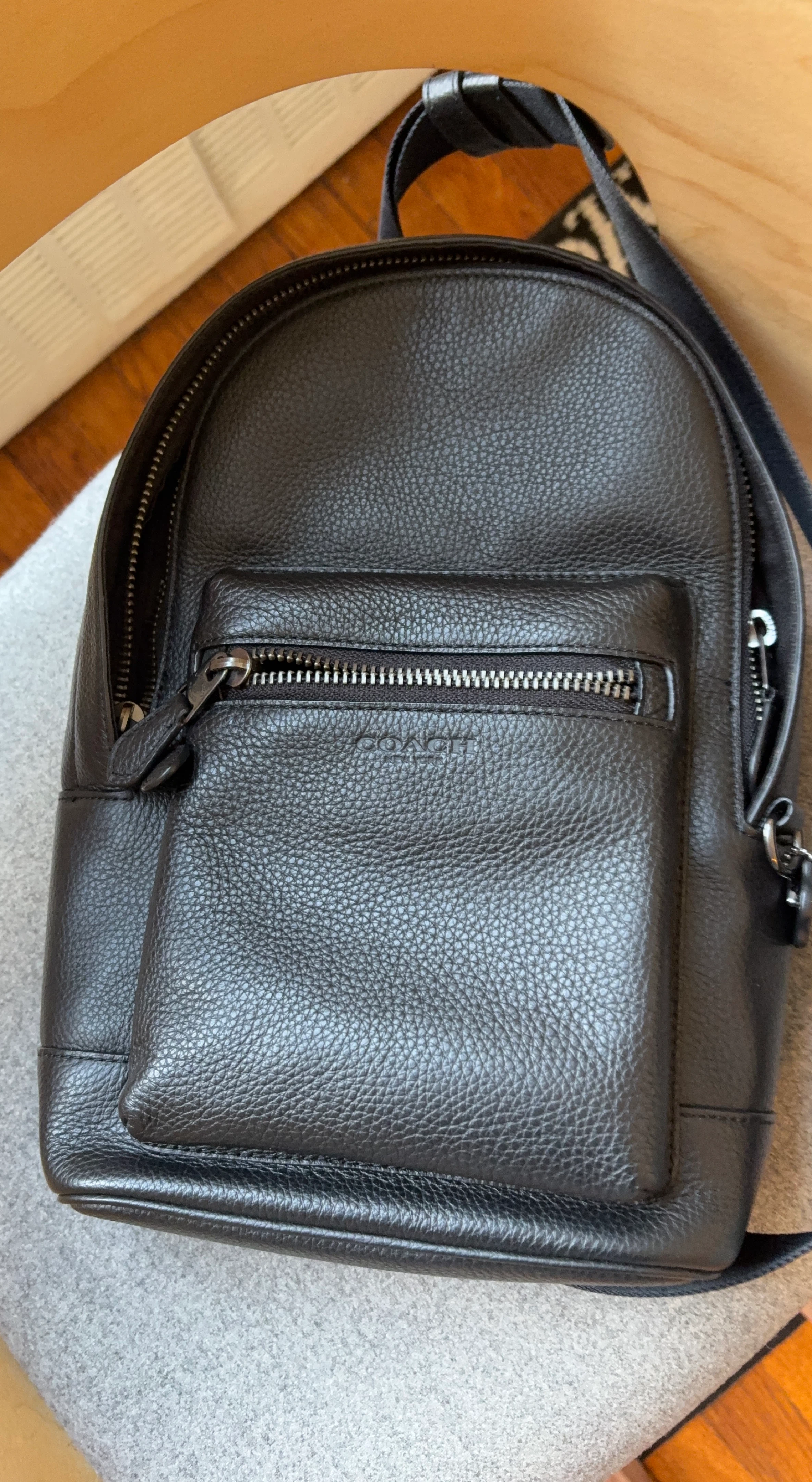 Coach Black Leather Backpack
