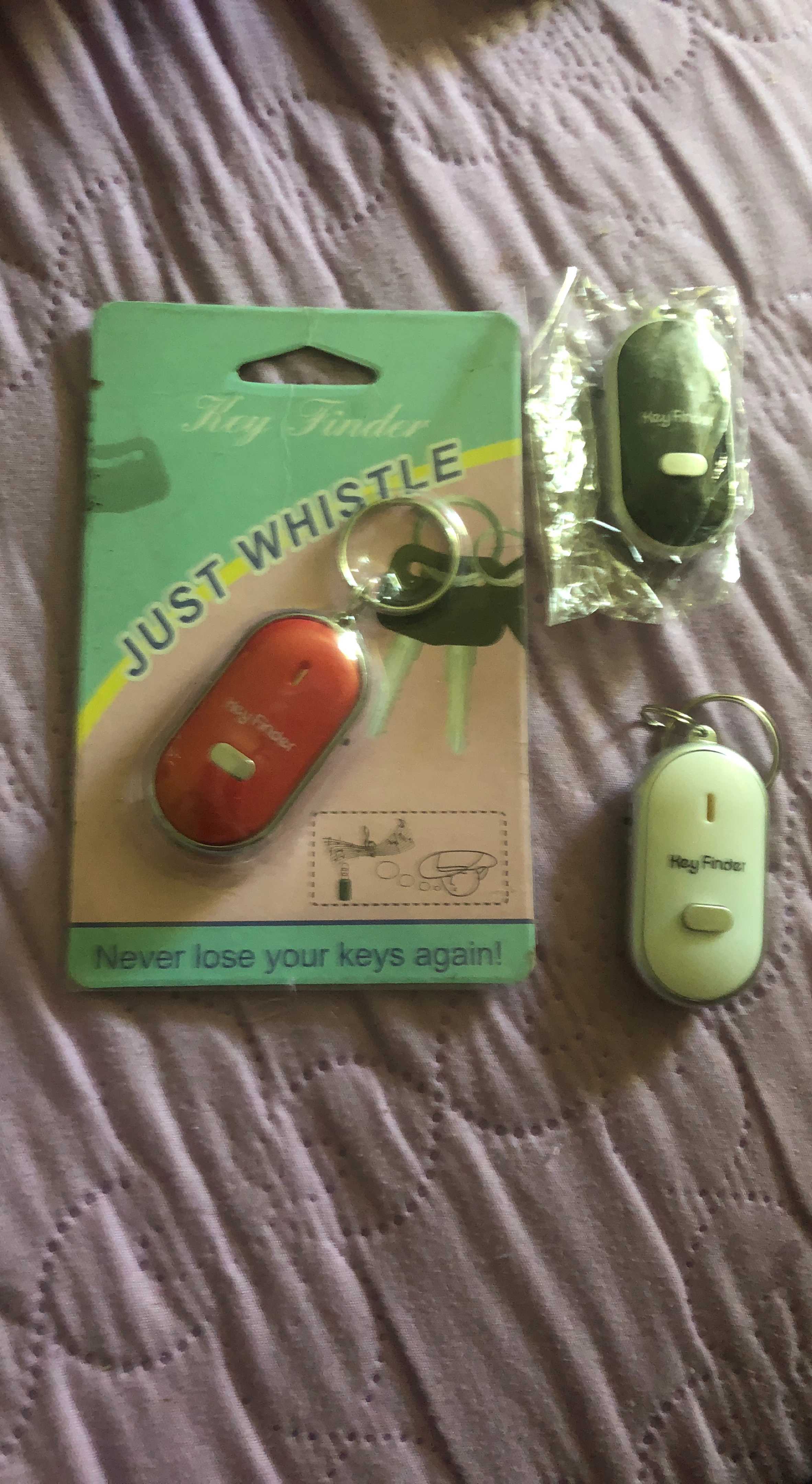 Key Finder Whistle with Keychain - Red and Black