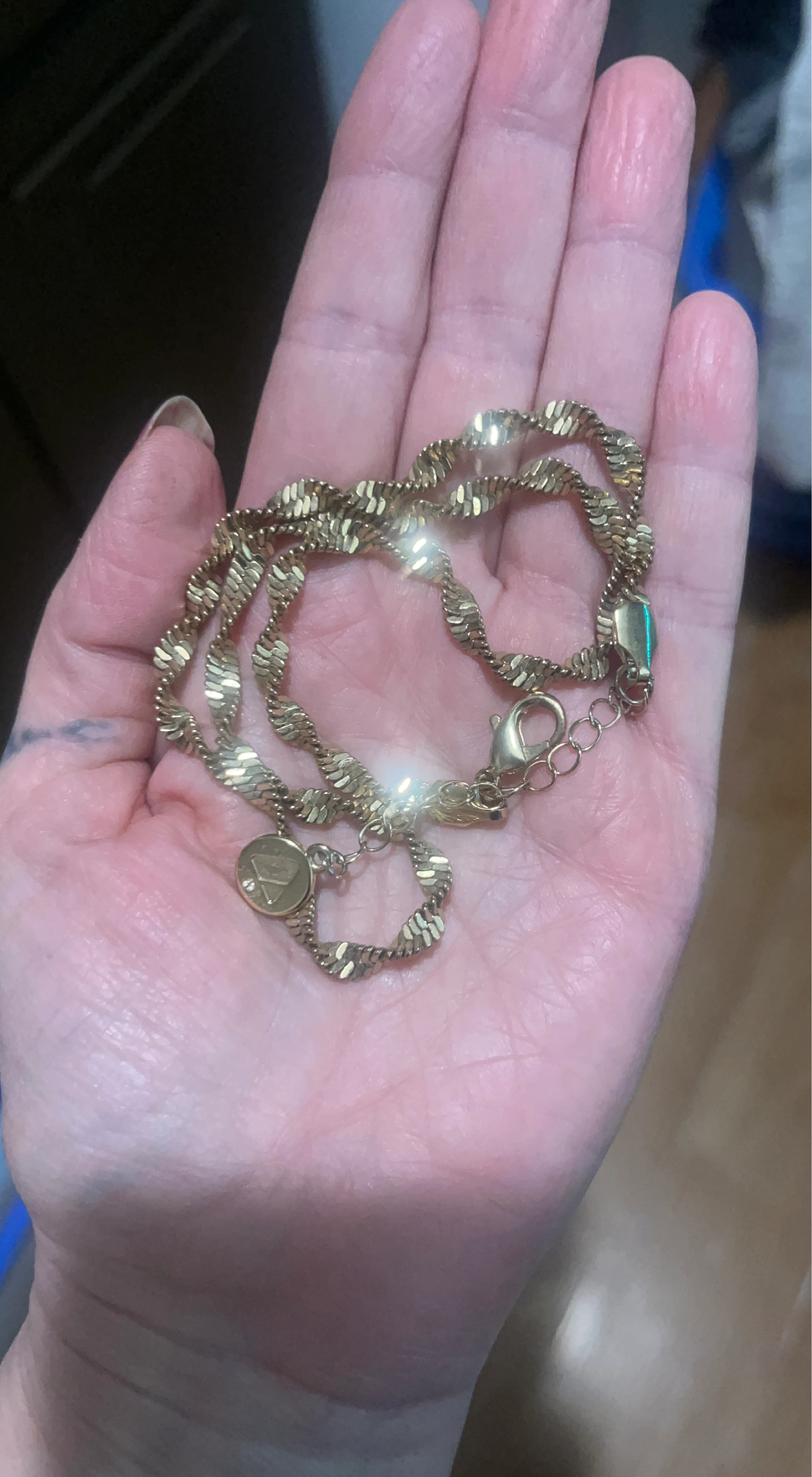 Gold Tone Twisted Chain Necklace with Charm