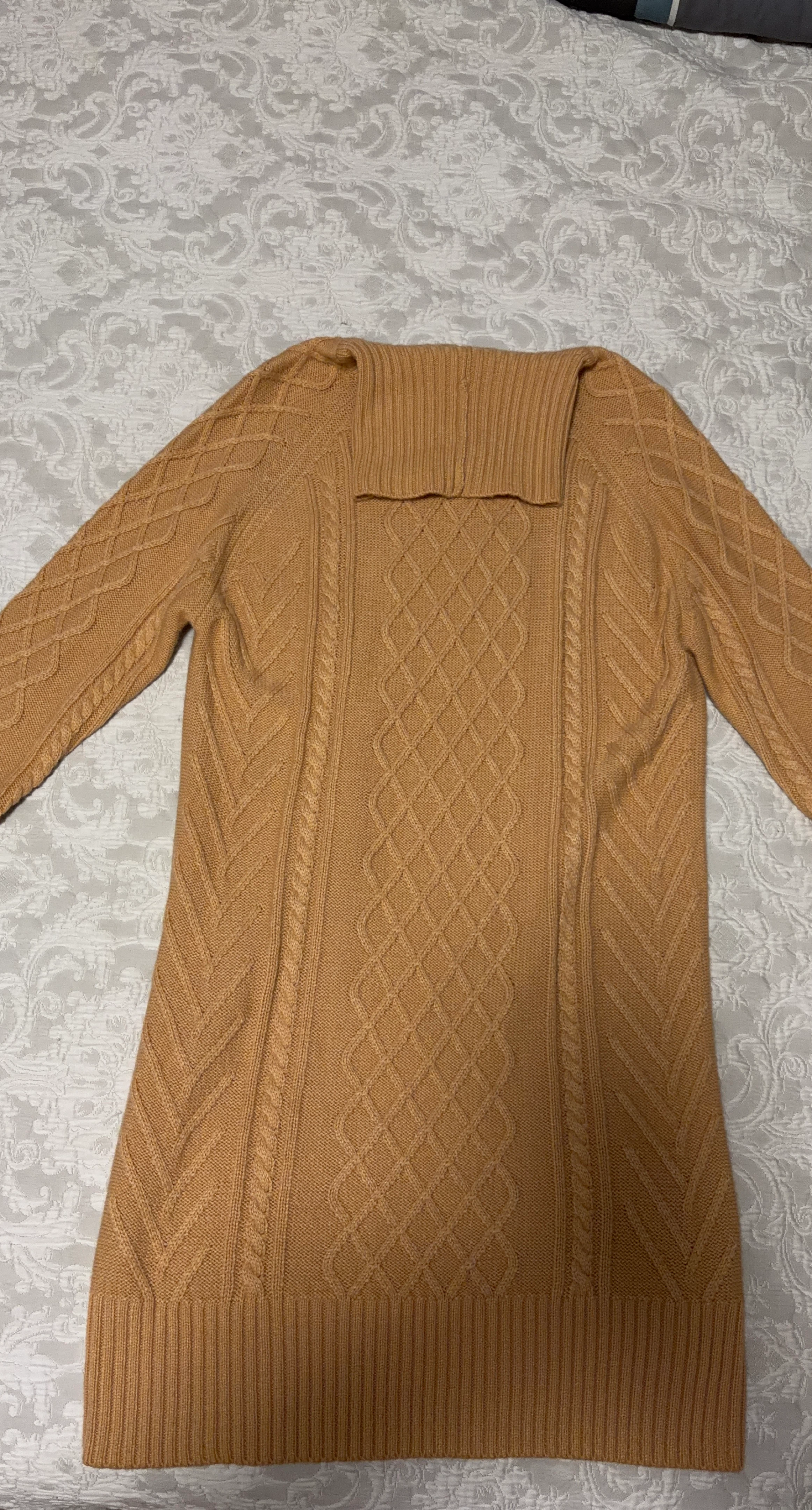 Cable Knit Sweater Dress - Camel
