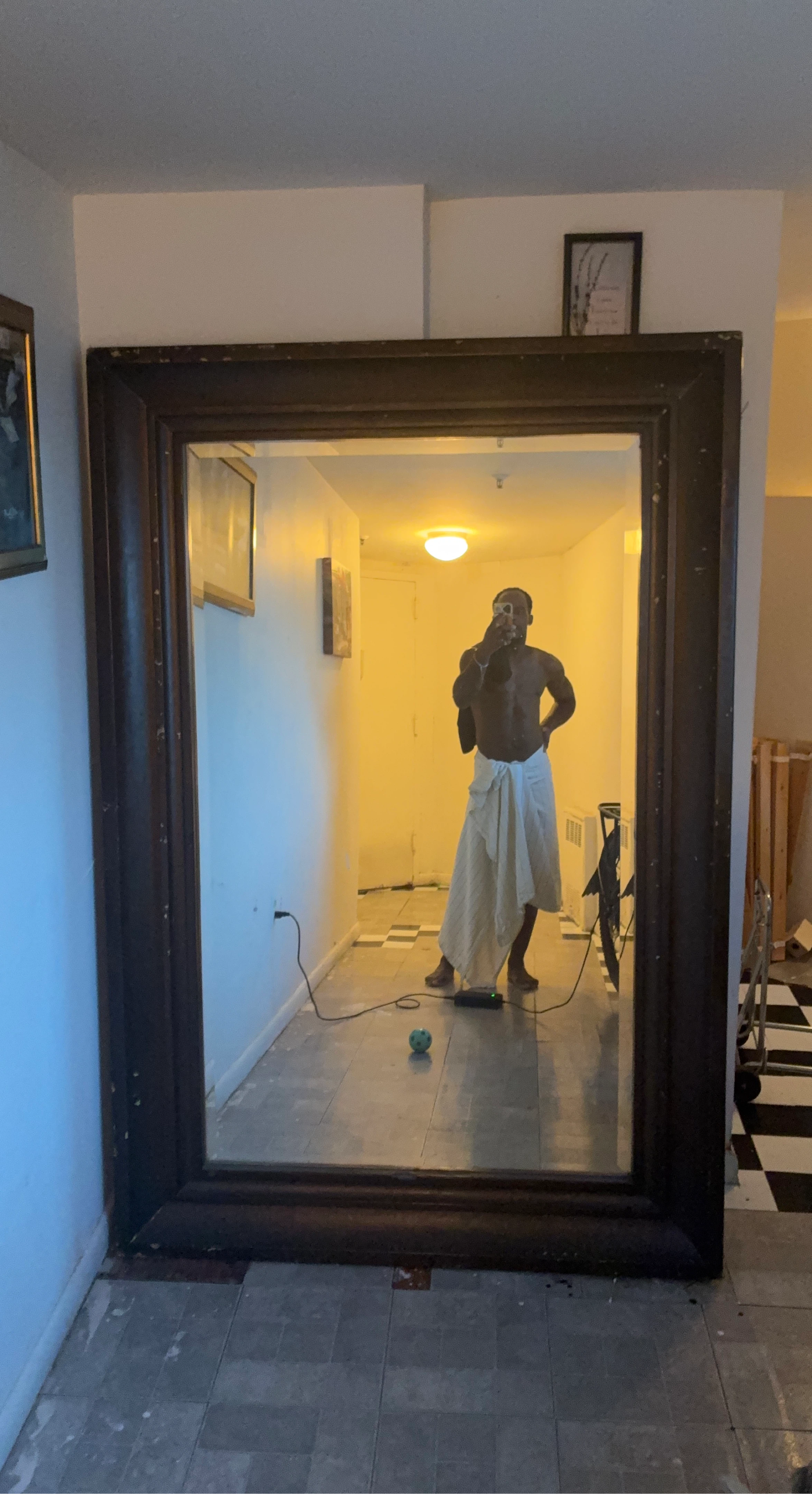 Large Dark Wood Framed Mirror