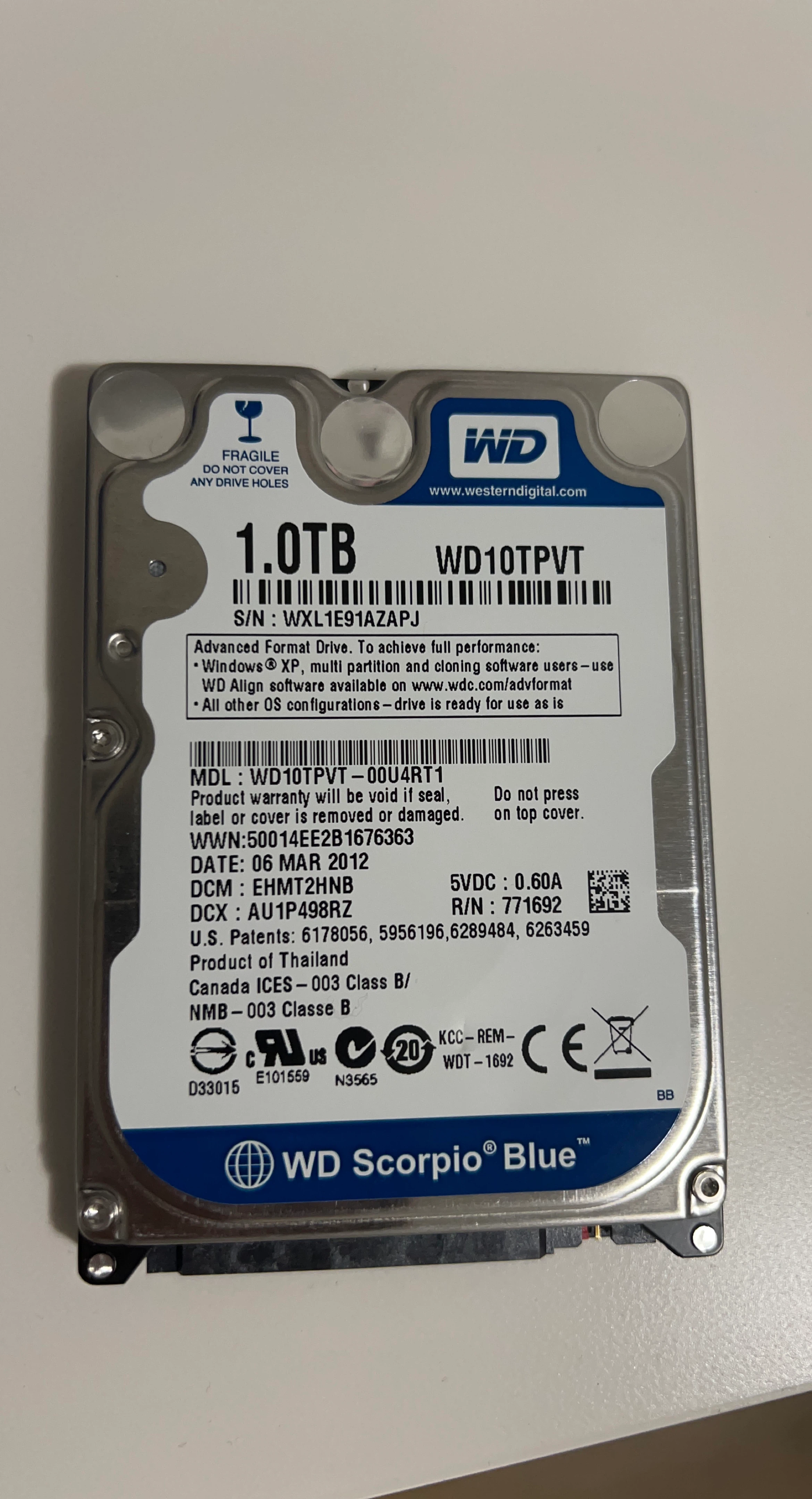 WD 1TB Hard Drive