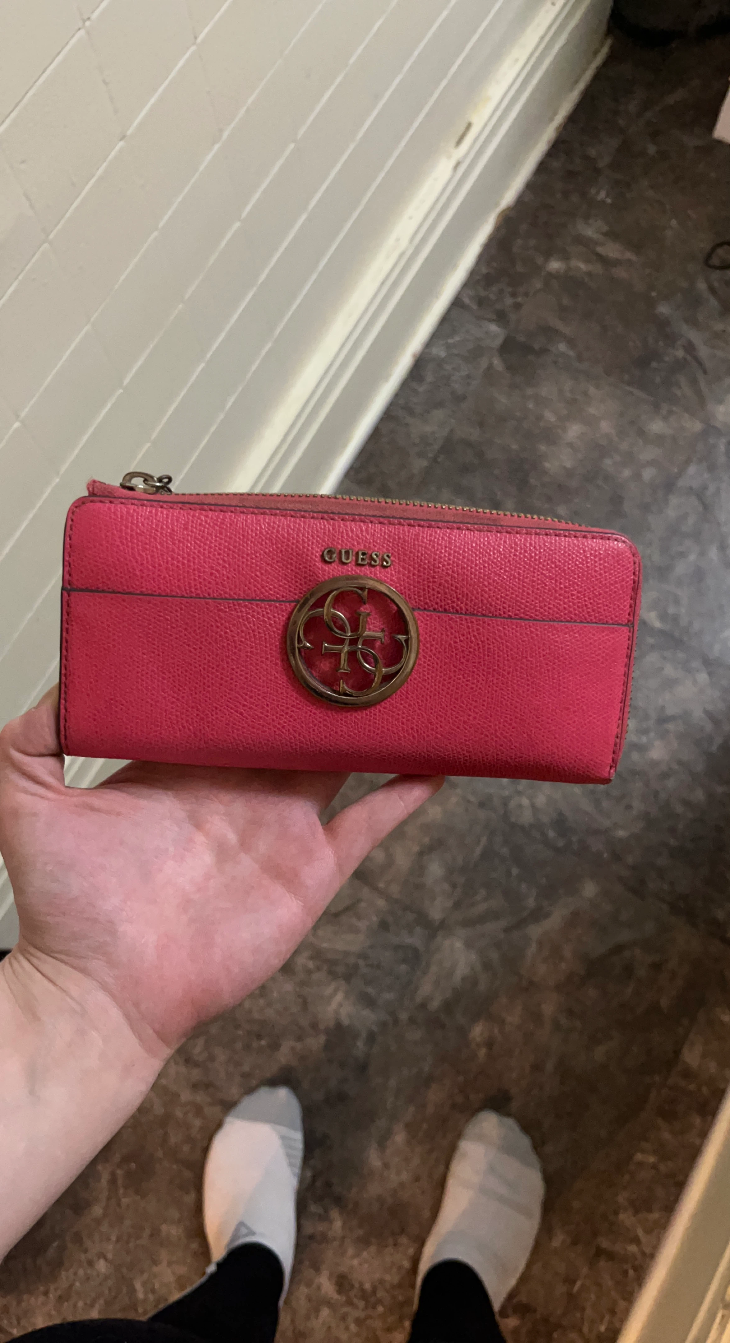 Guess Pink Zip Around Wallet