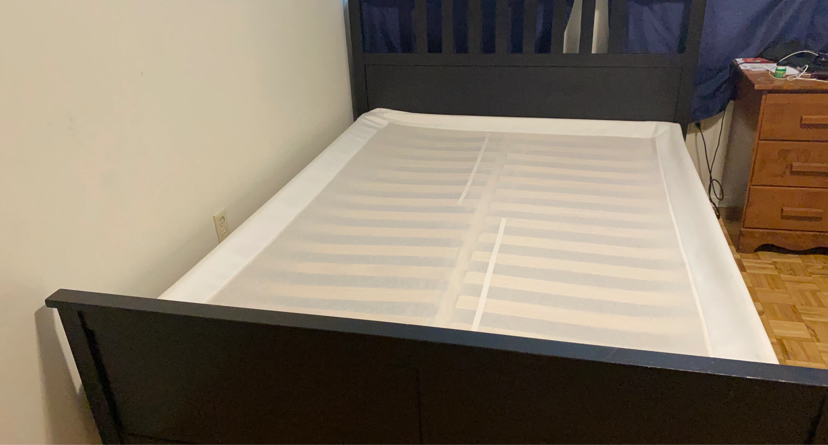 Dark Wood Bed Frame - Queen Size