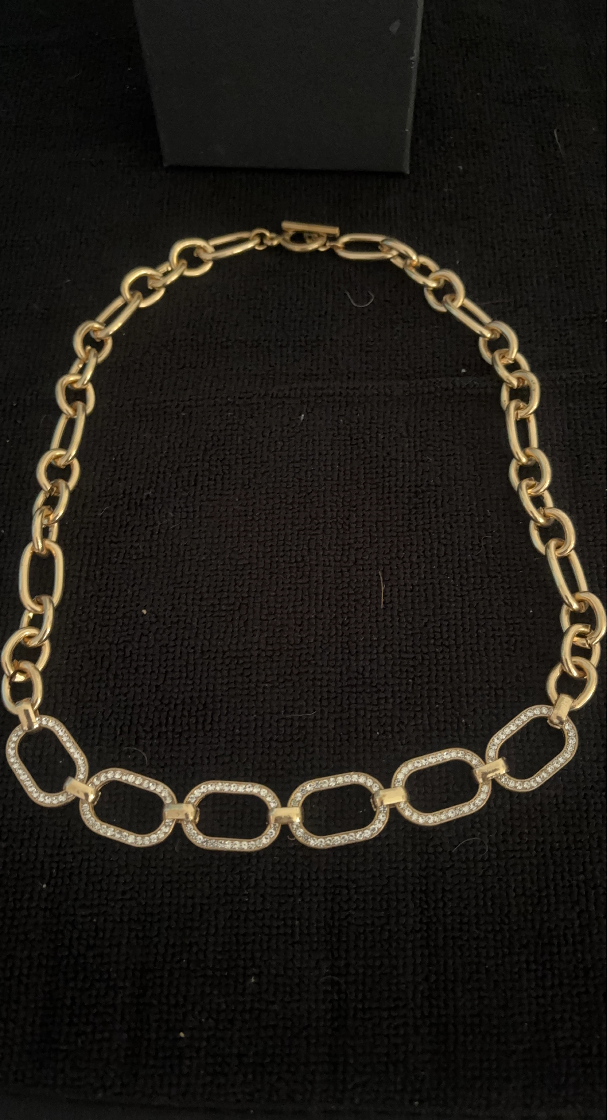 New Gold Chain Necklace with Rhinestone Accents