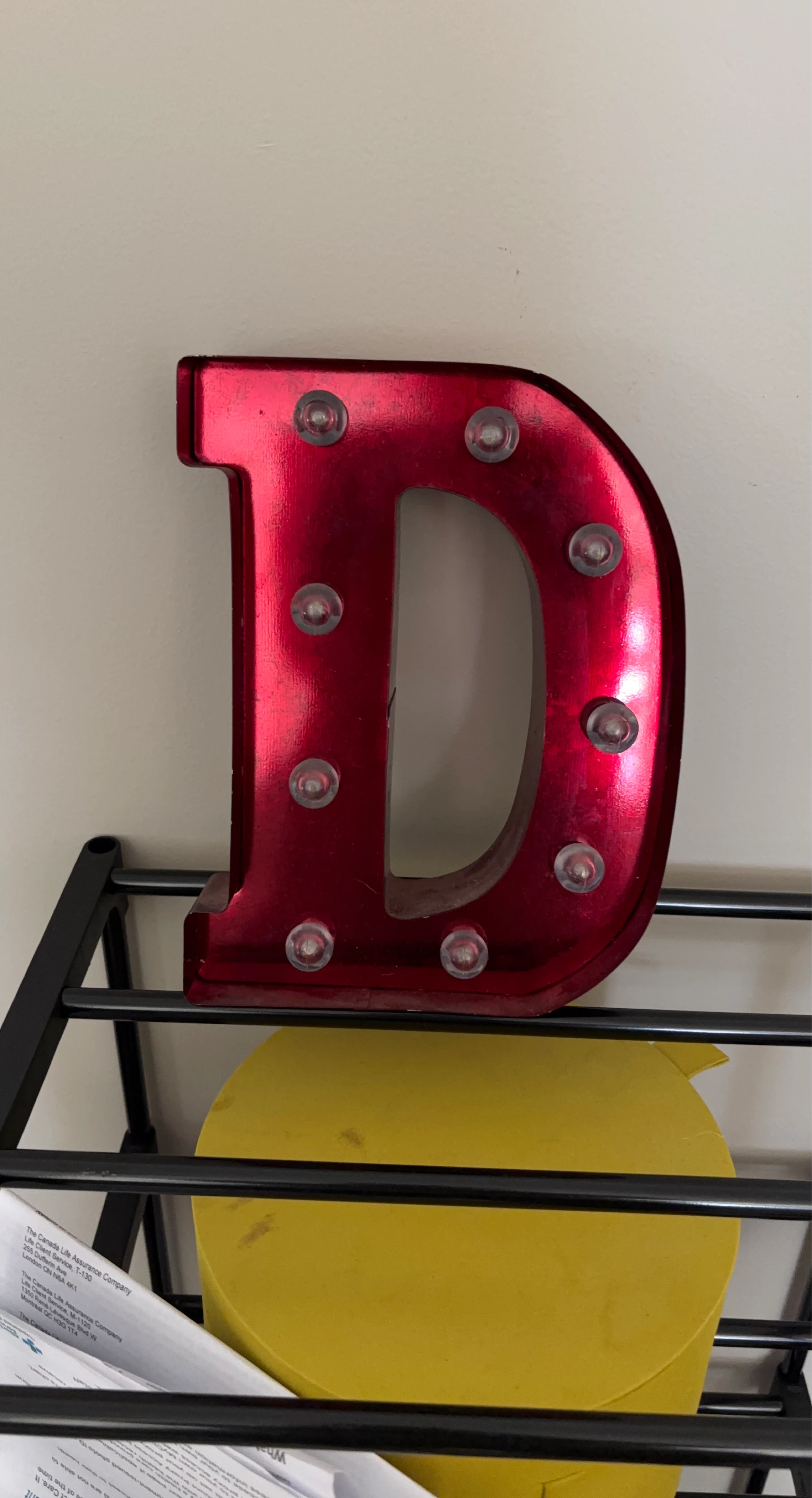 Red Marquee Letter D Light