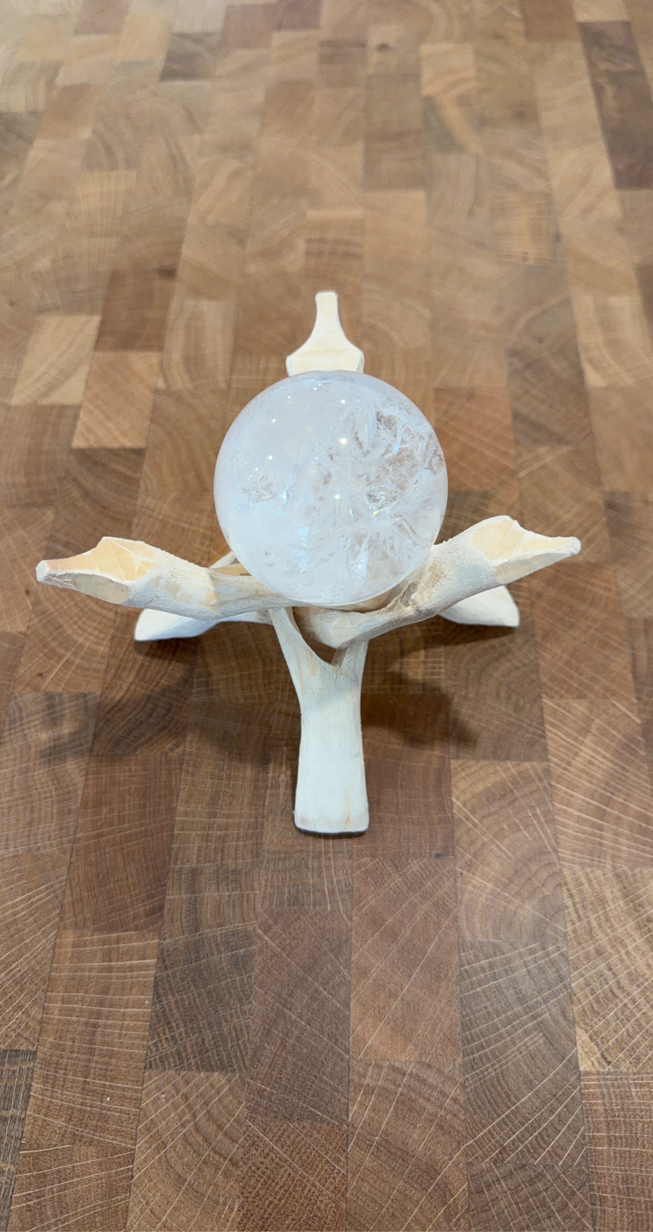 Clear Crystal Ball with Wooden Stand