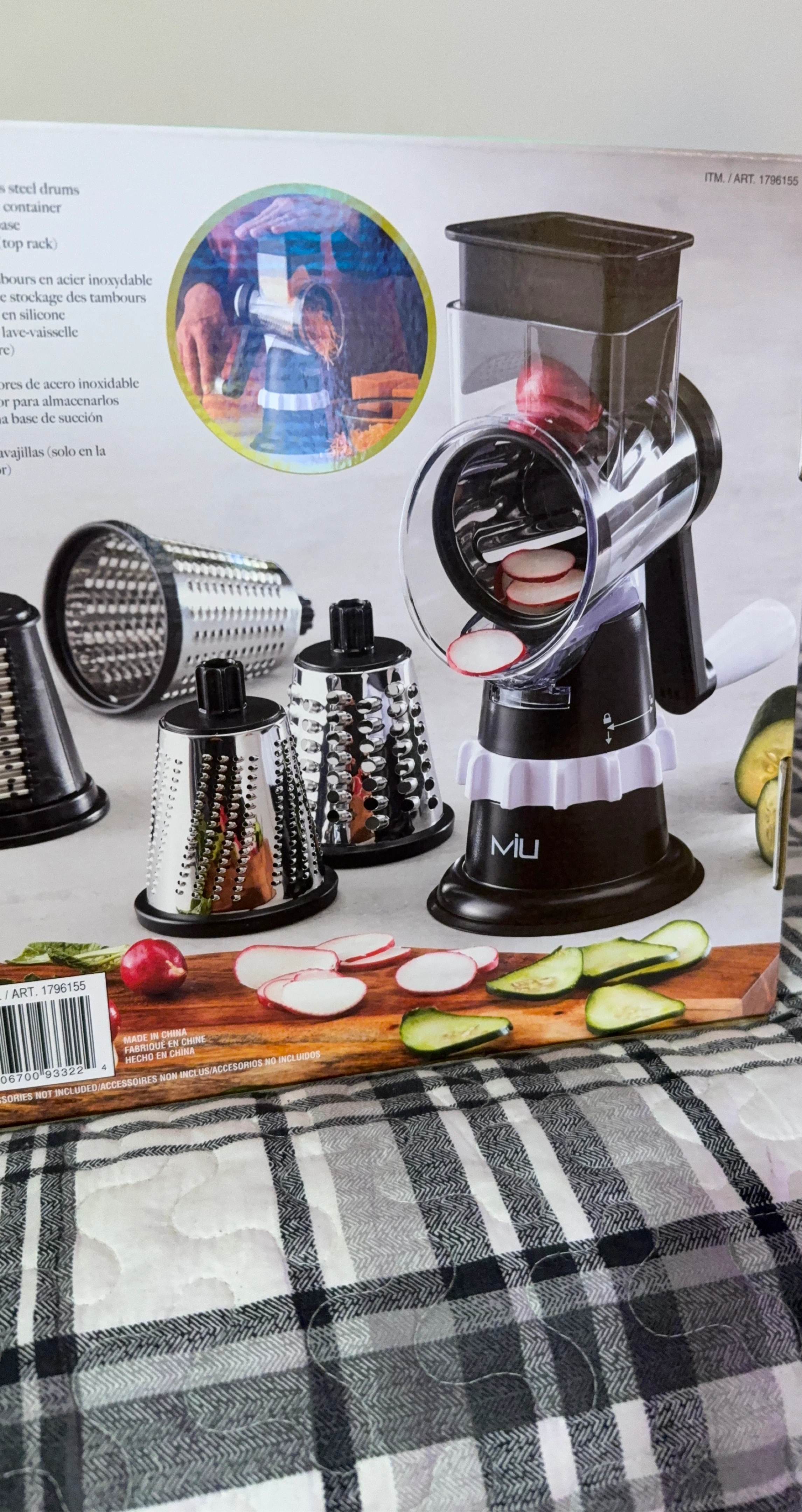 Miu Rotary Grater with 3 Stainless Steel Drums