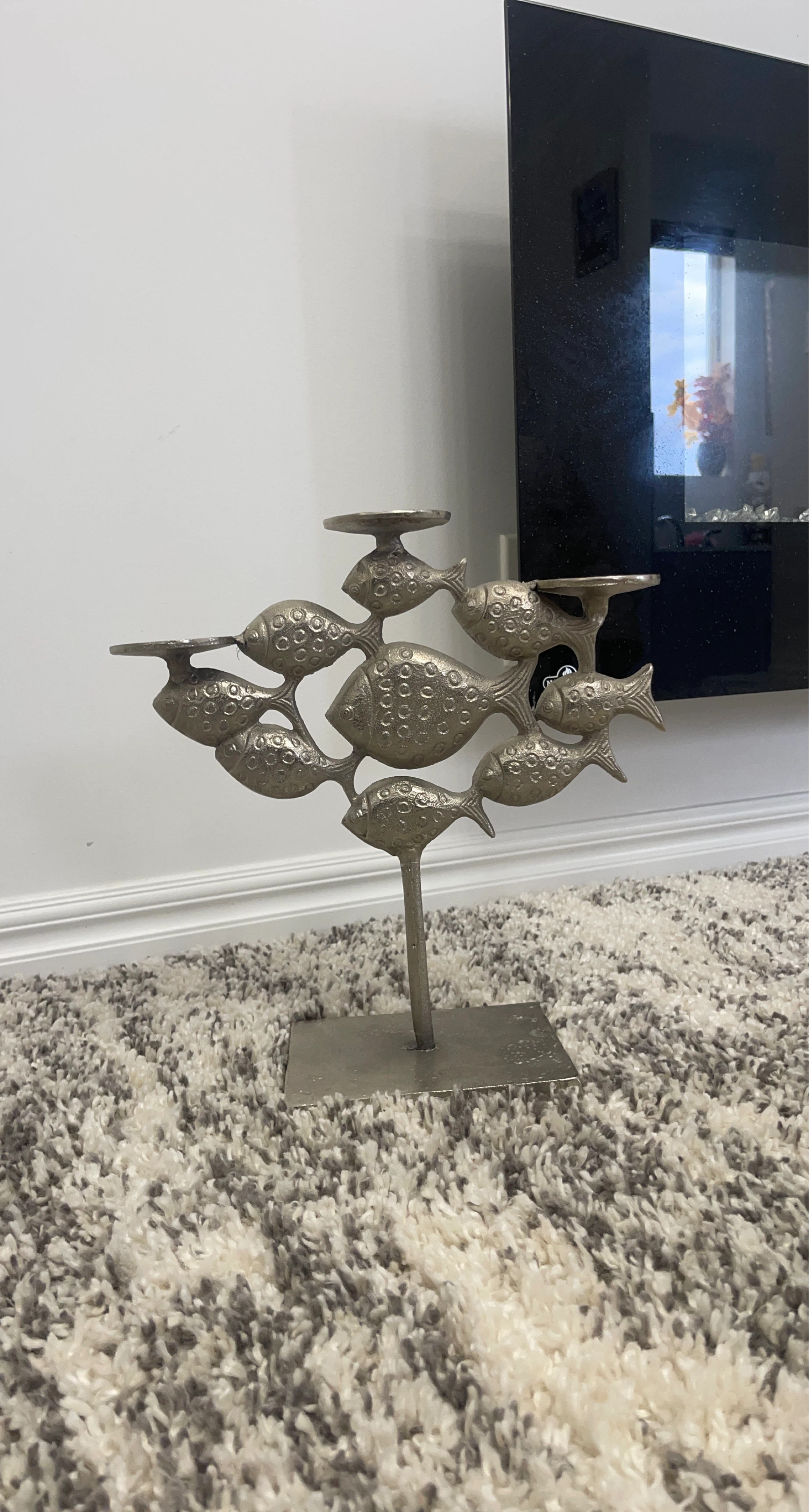 Silver and Copper Fish Candle Holder