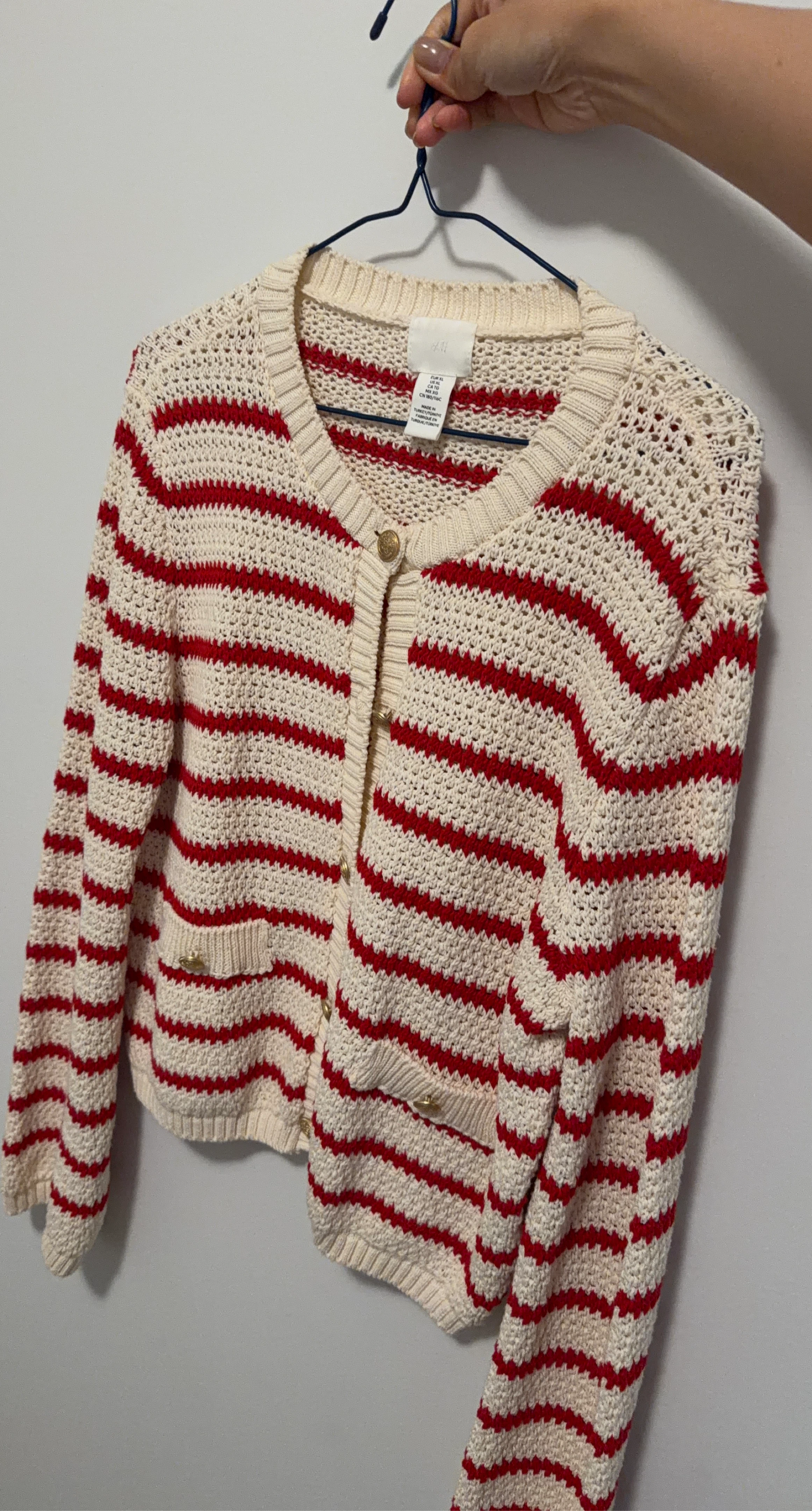 Chic Cardigan - Red & Cream Stripe