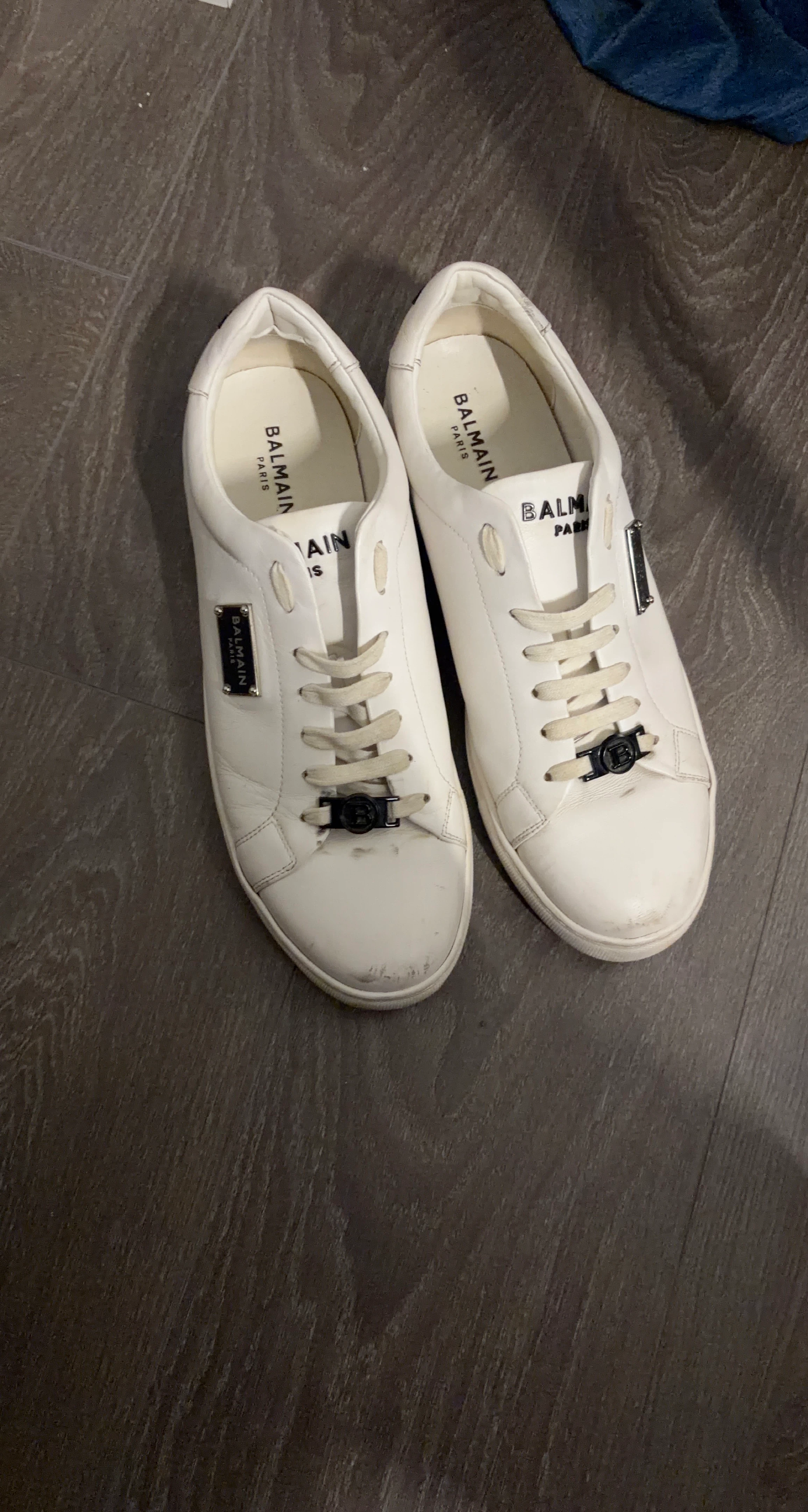 Balmain Paris White Leather Sneakers