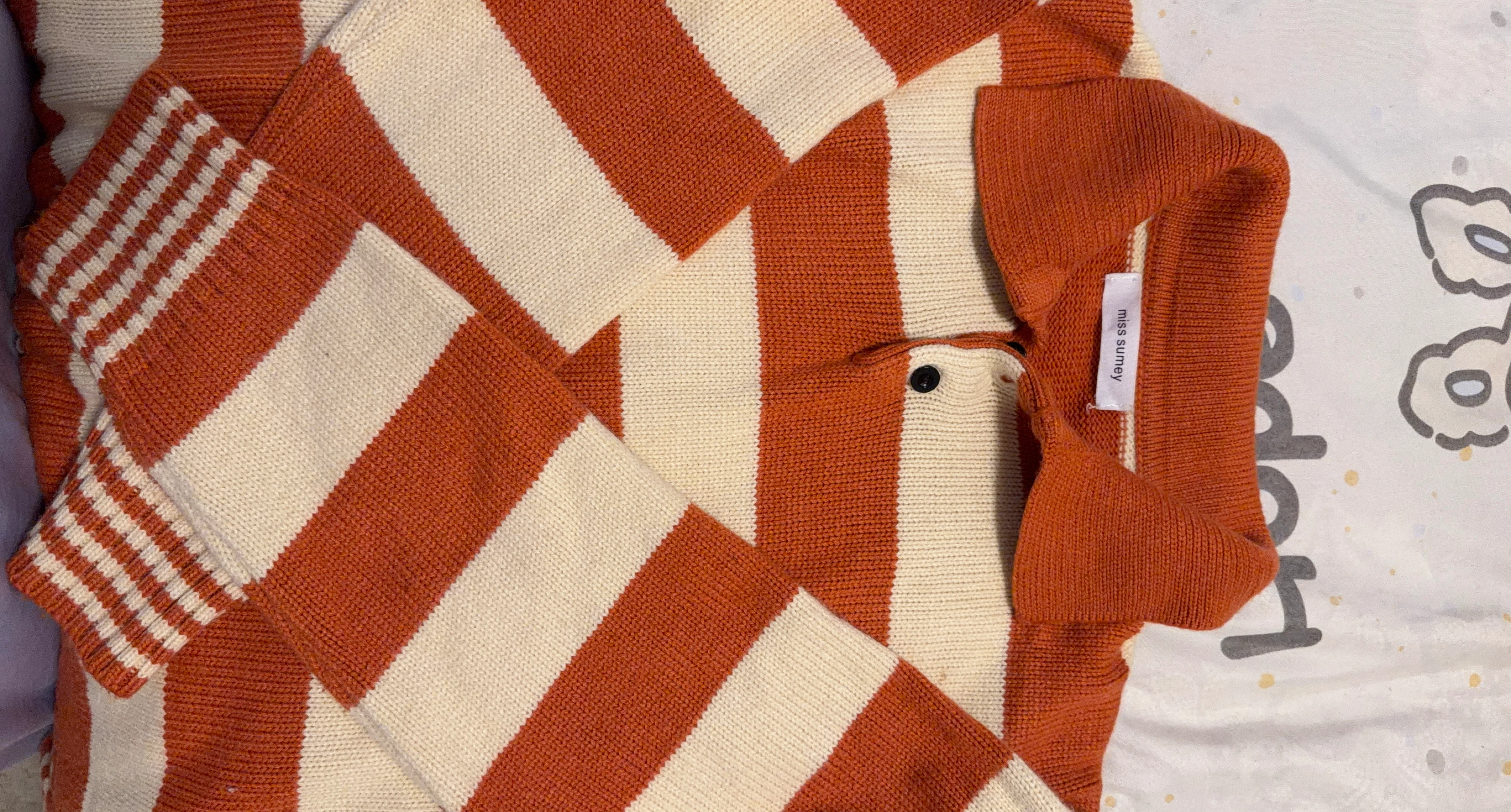 Miss Sumey Orange and Cream Striped Sweater