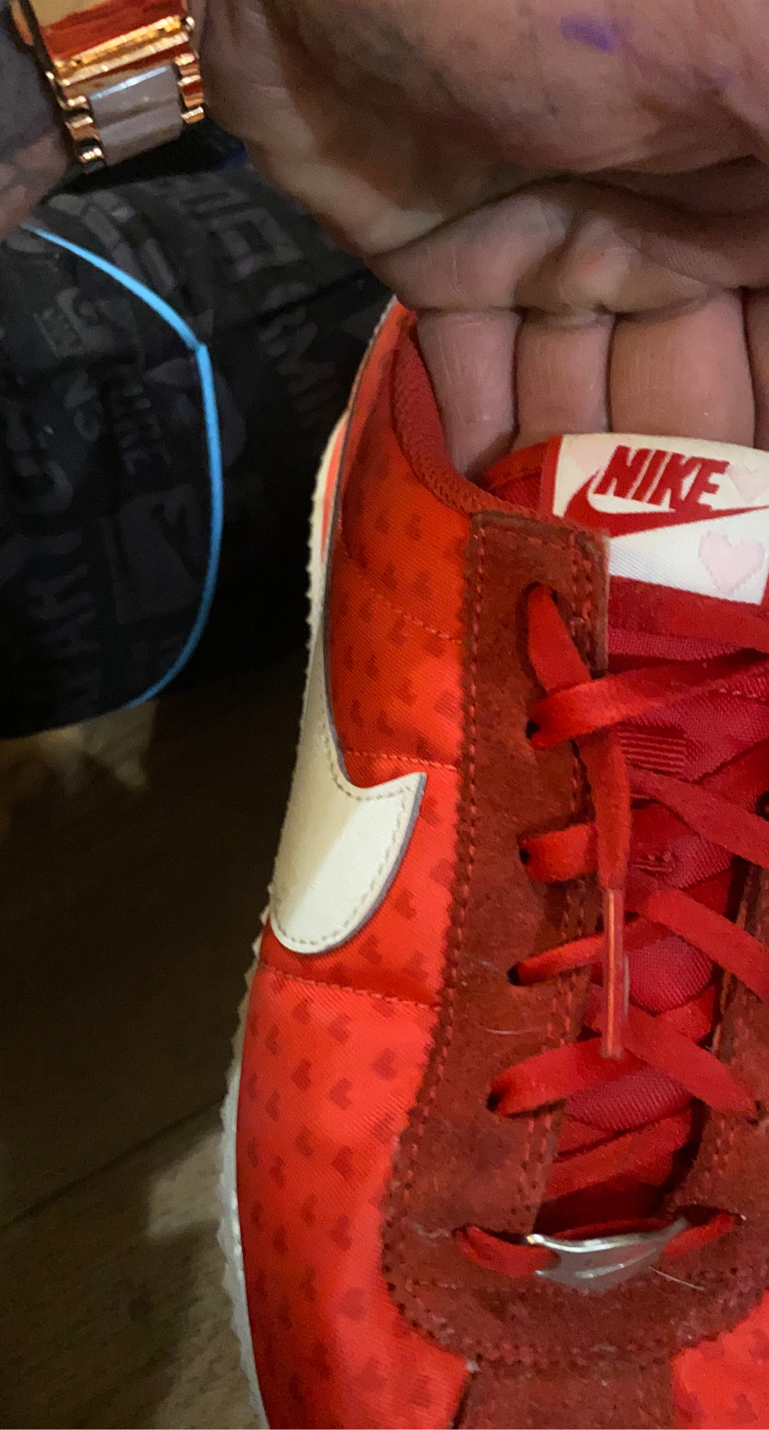 Nike Cortez Red Heart Pattern Sneakers