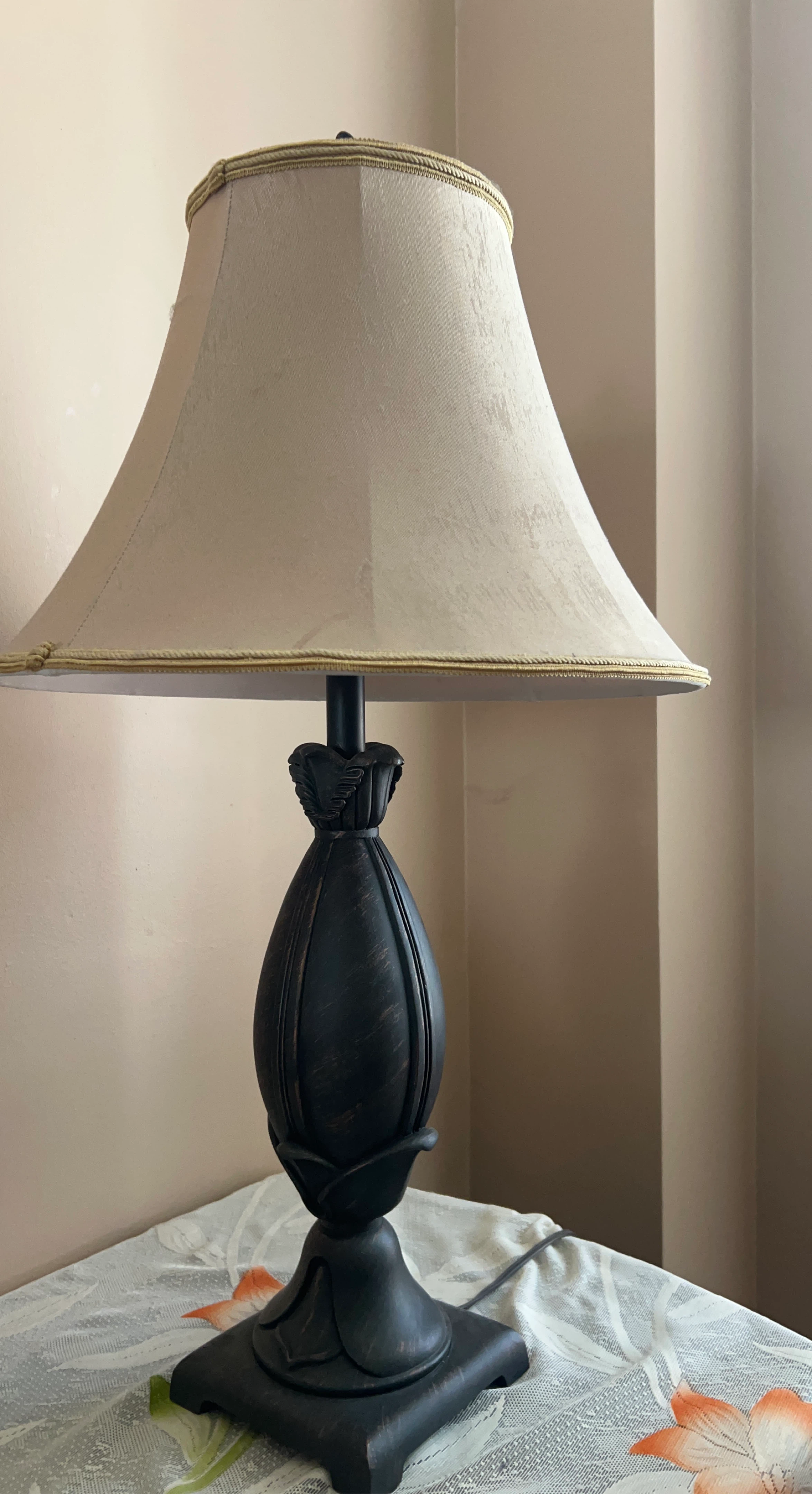 Vintage Table Lamp with Beige Shade