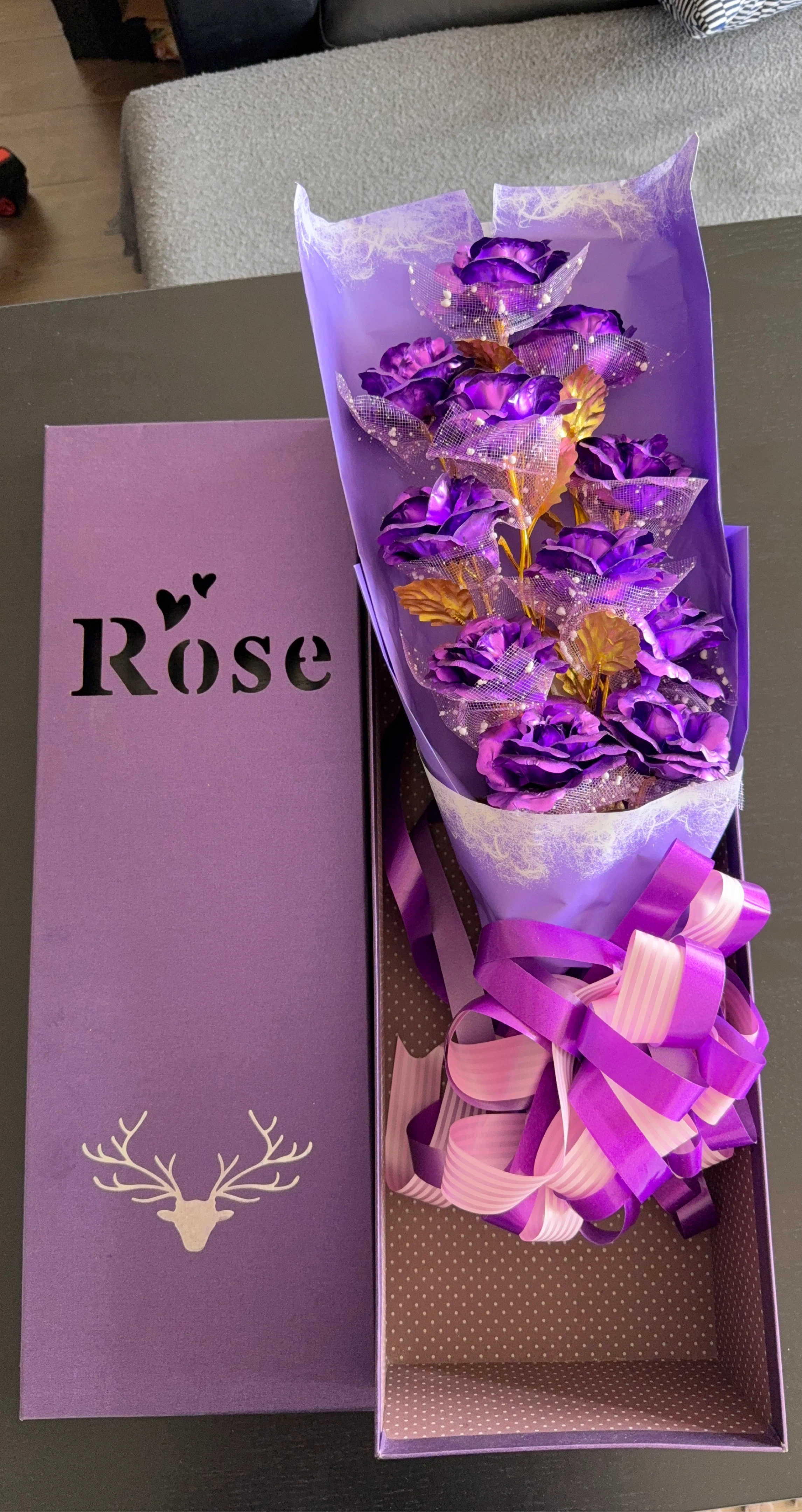 Everlasting Purple Foil Rose Bouquet - New