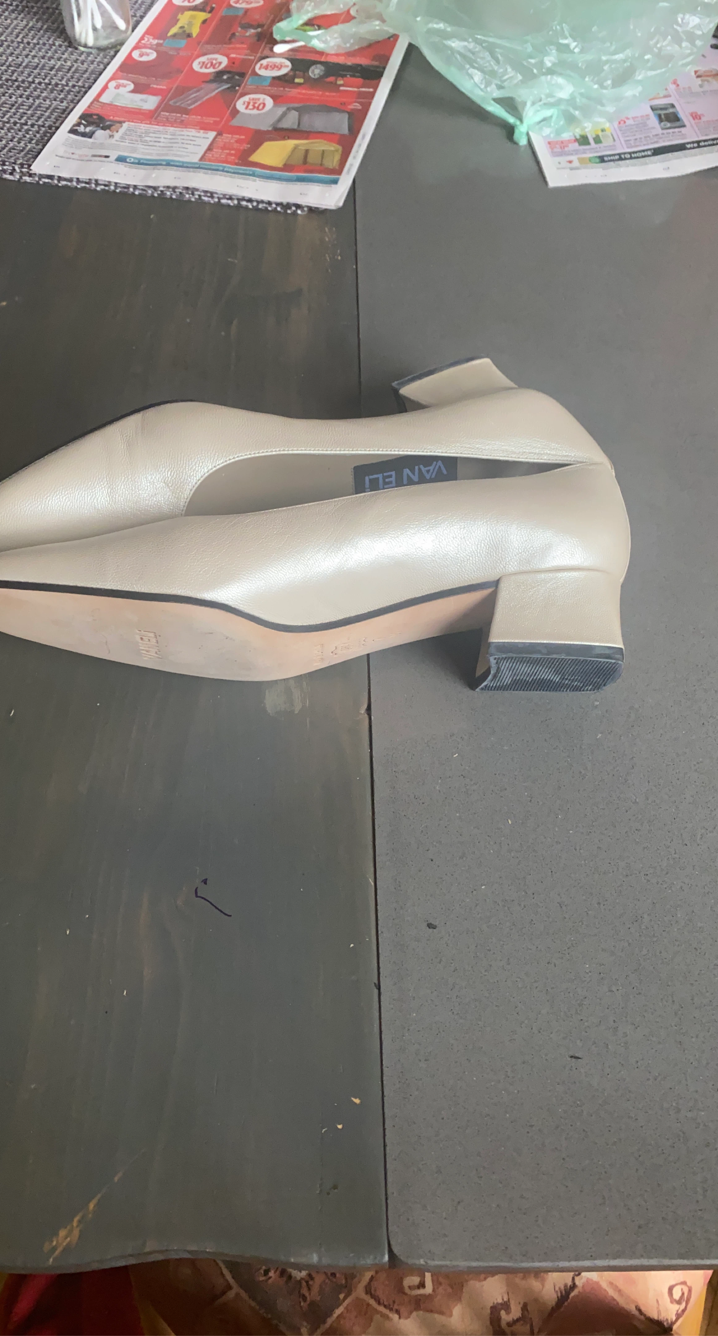 Vaneli Women's Beige Leather Block Heel Pumps Size 7 M