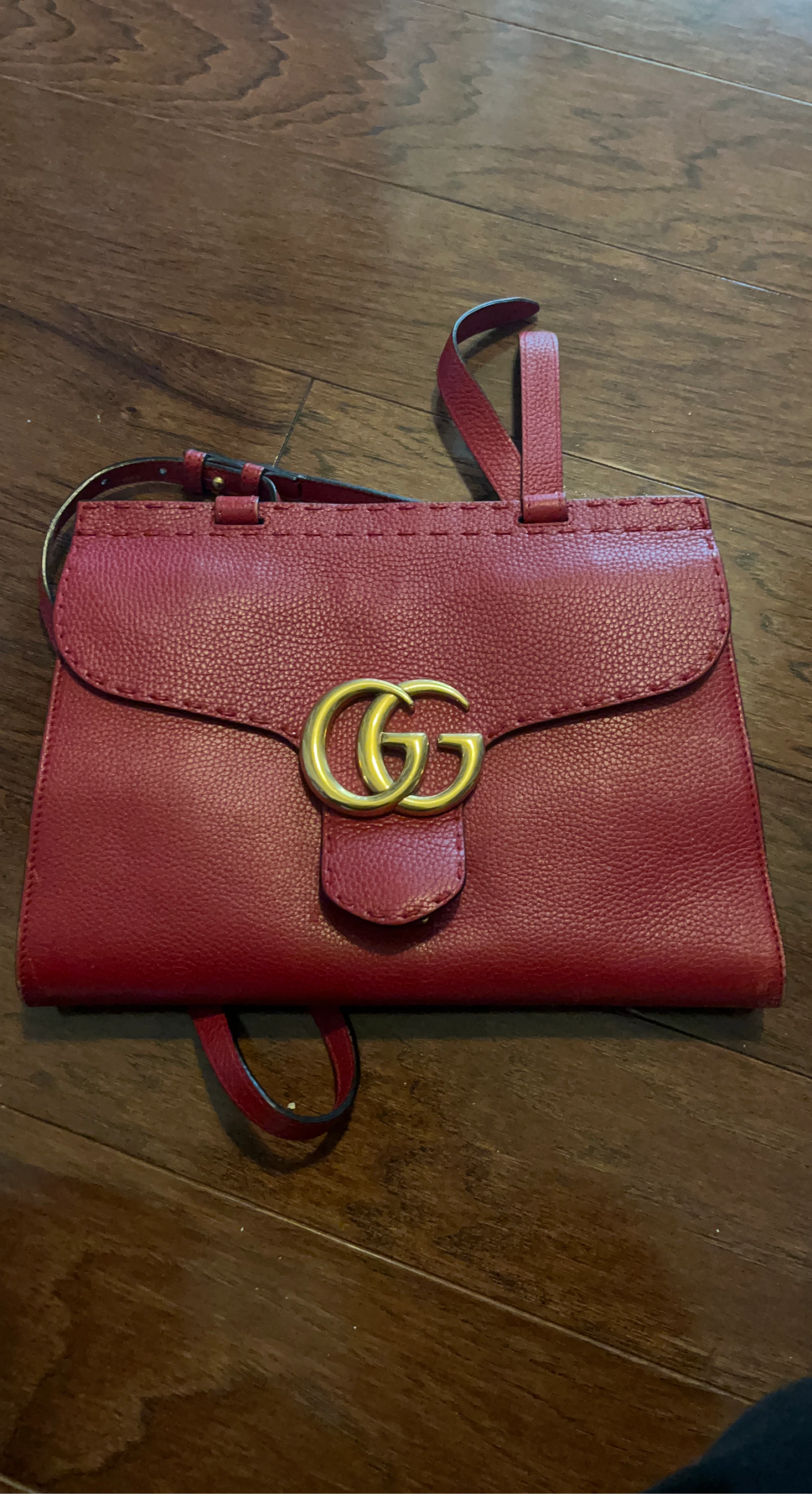 Gucci Red Leather Marmont Handbag