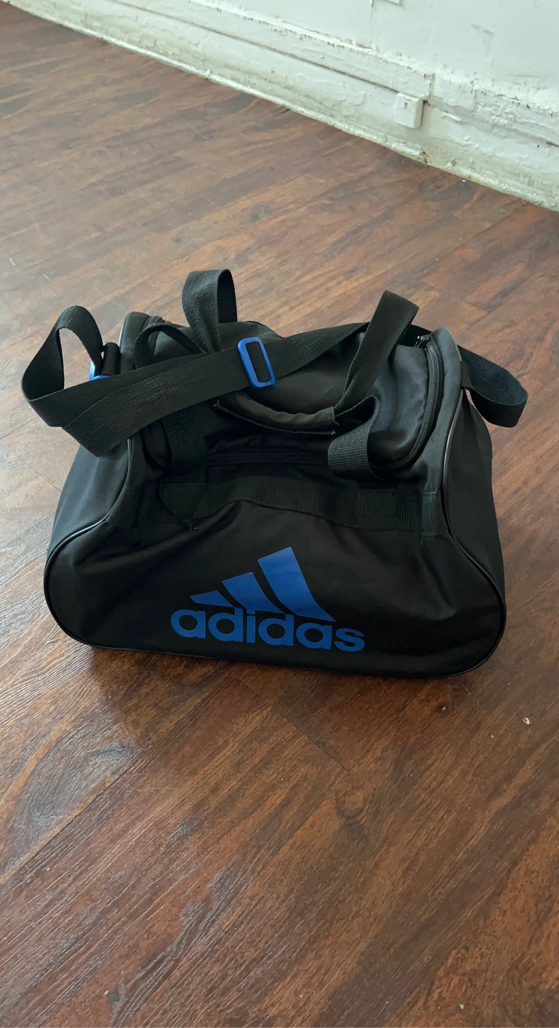 Adidas Black Duffel Bag with Blue Logo