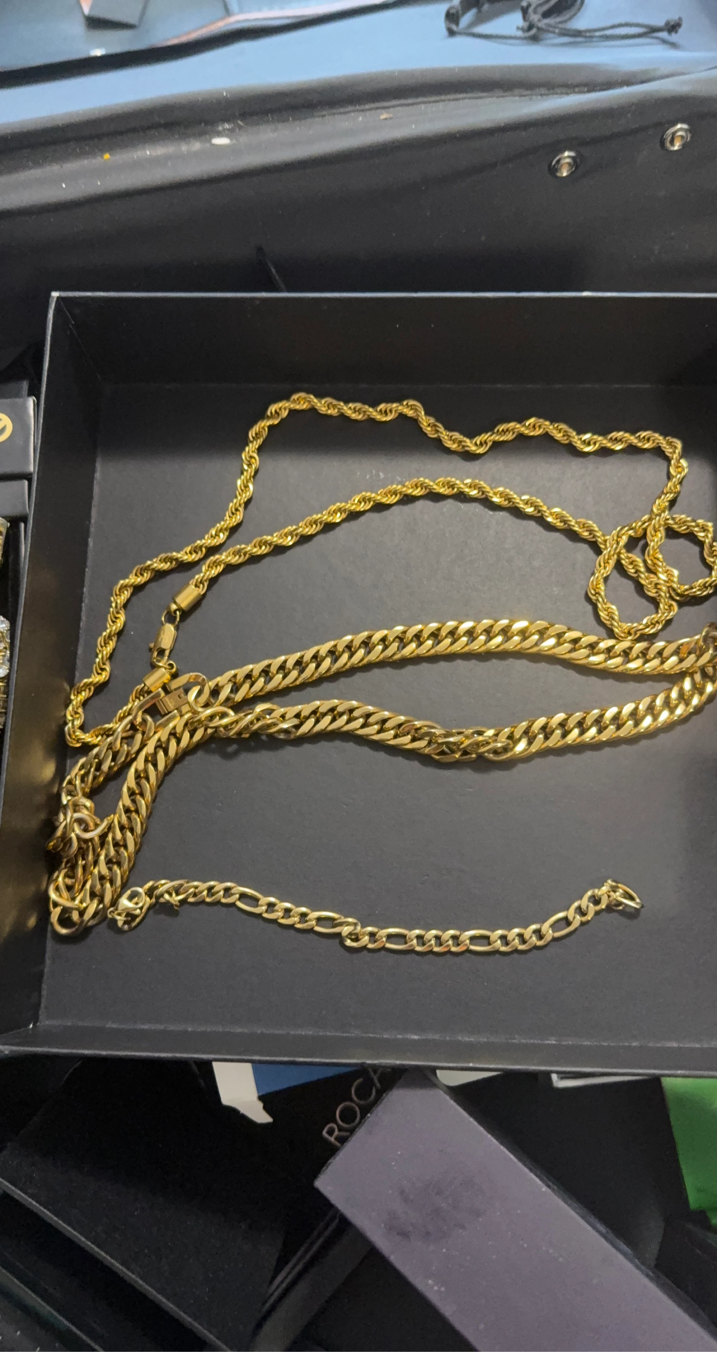 Gold Tone Chain Necklace Set