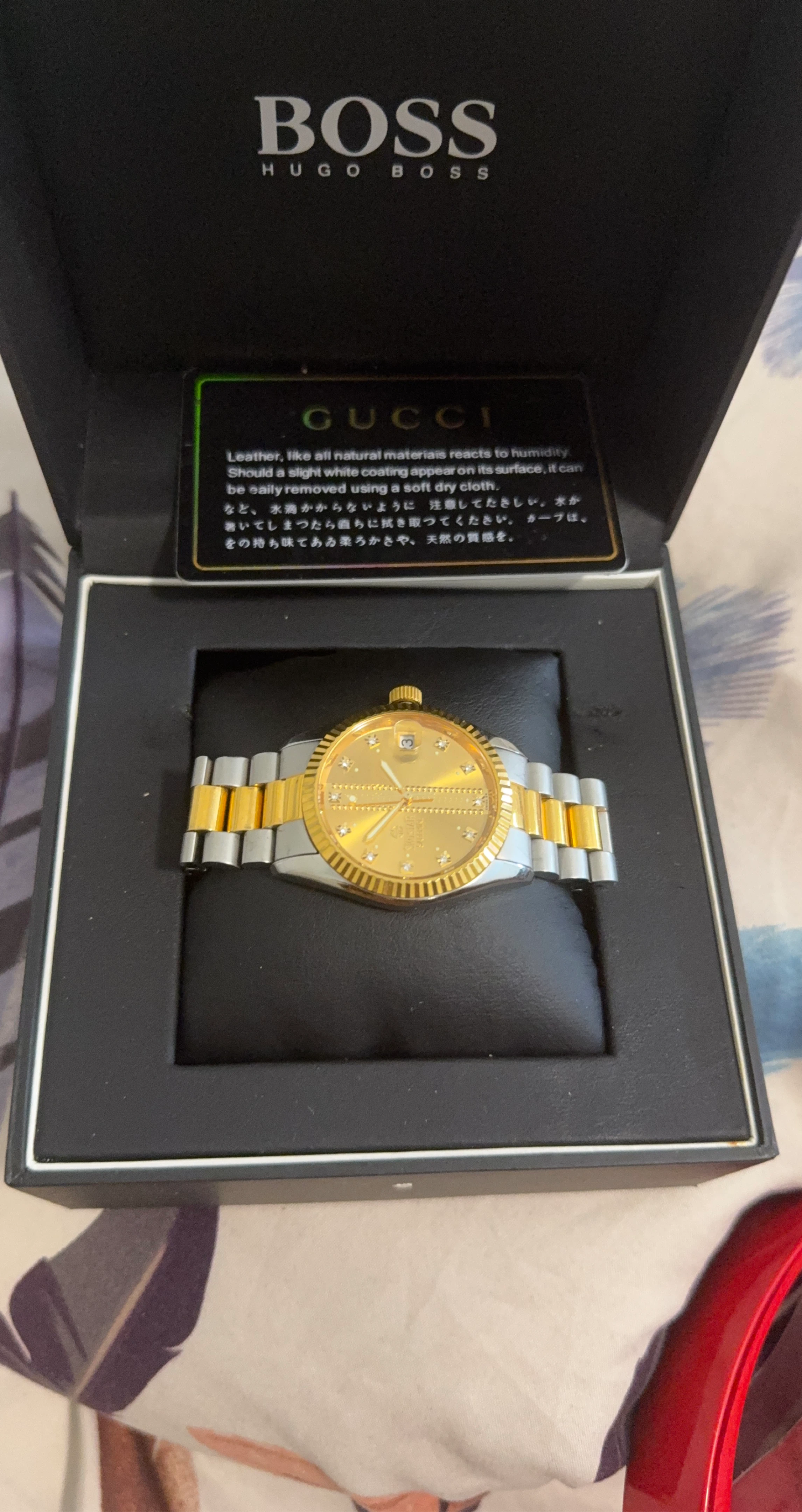 Gold and Silver Tone Watch with Diamond Markers
