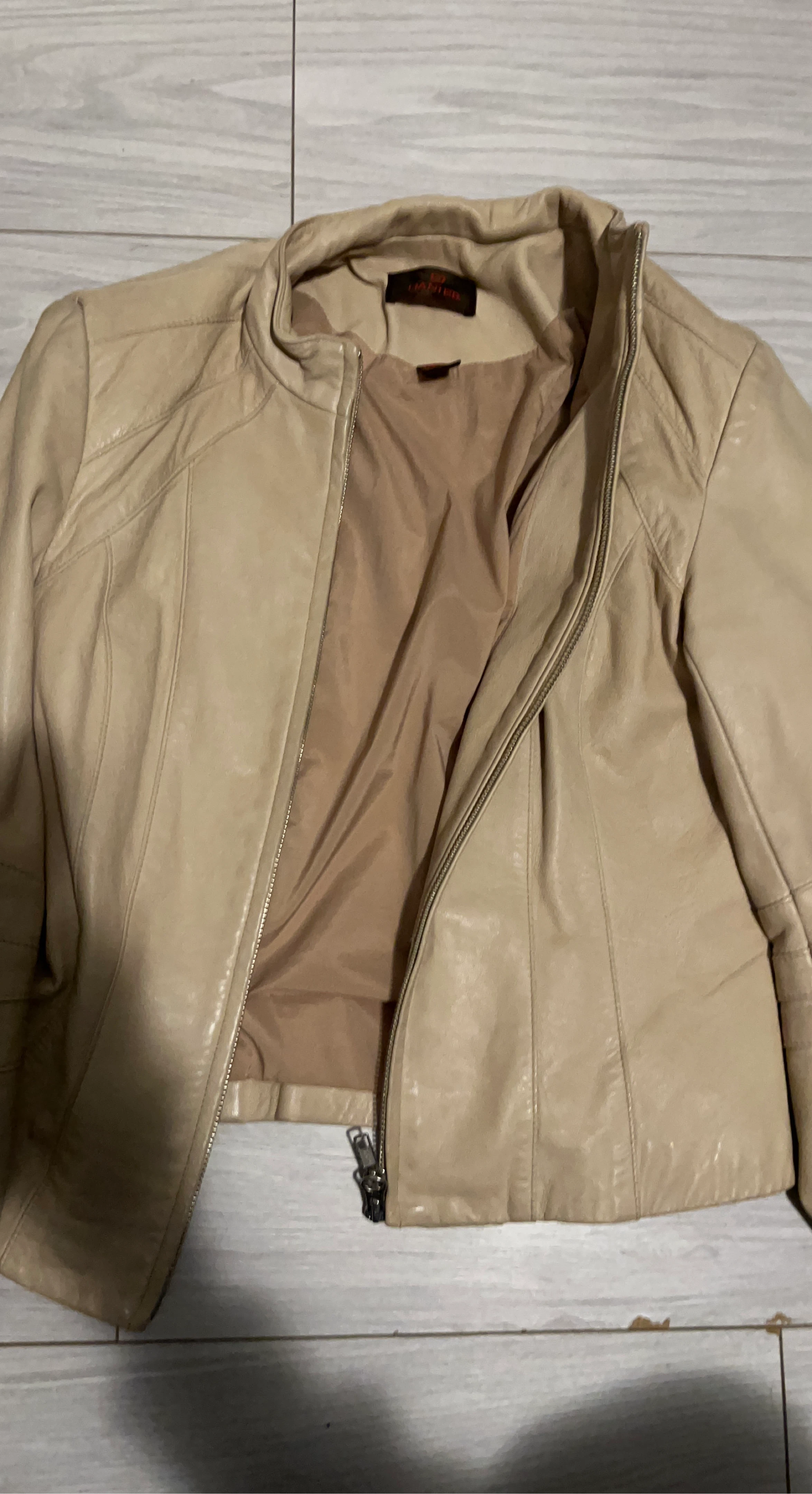 Women's Beige Leather Jacket