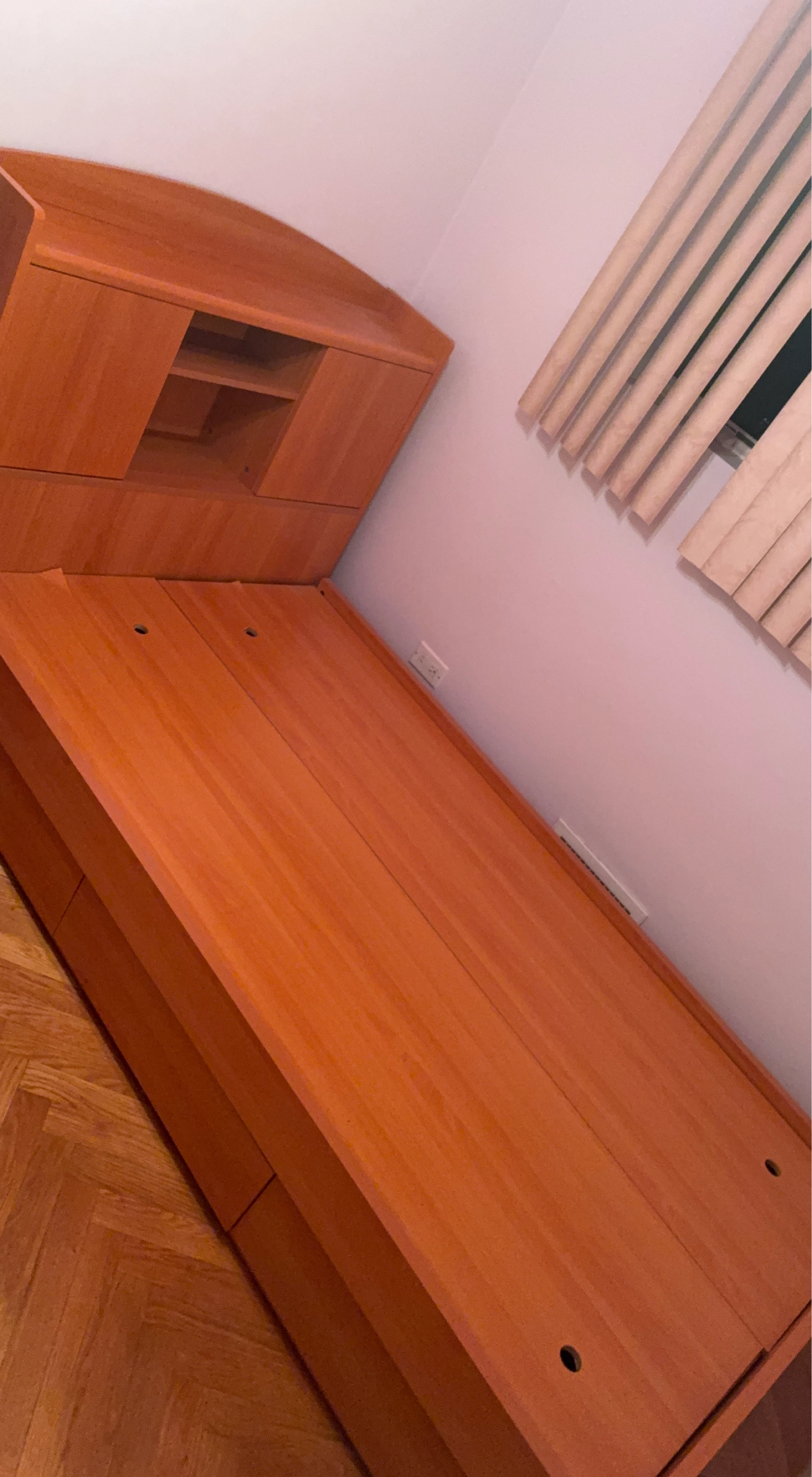 Twin Bed Frame with Storage Headboard and Mattress