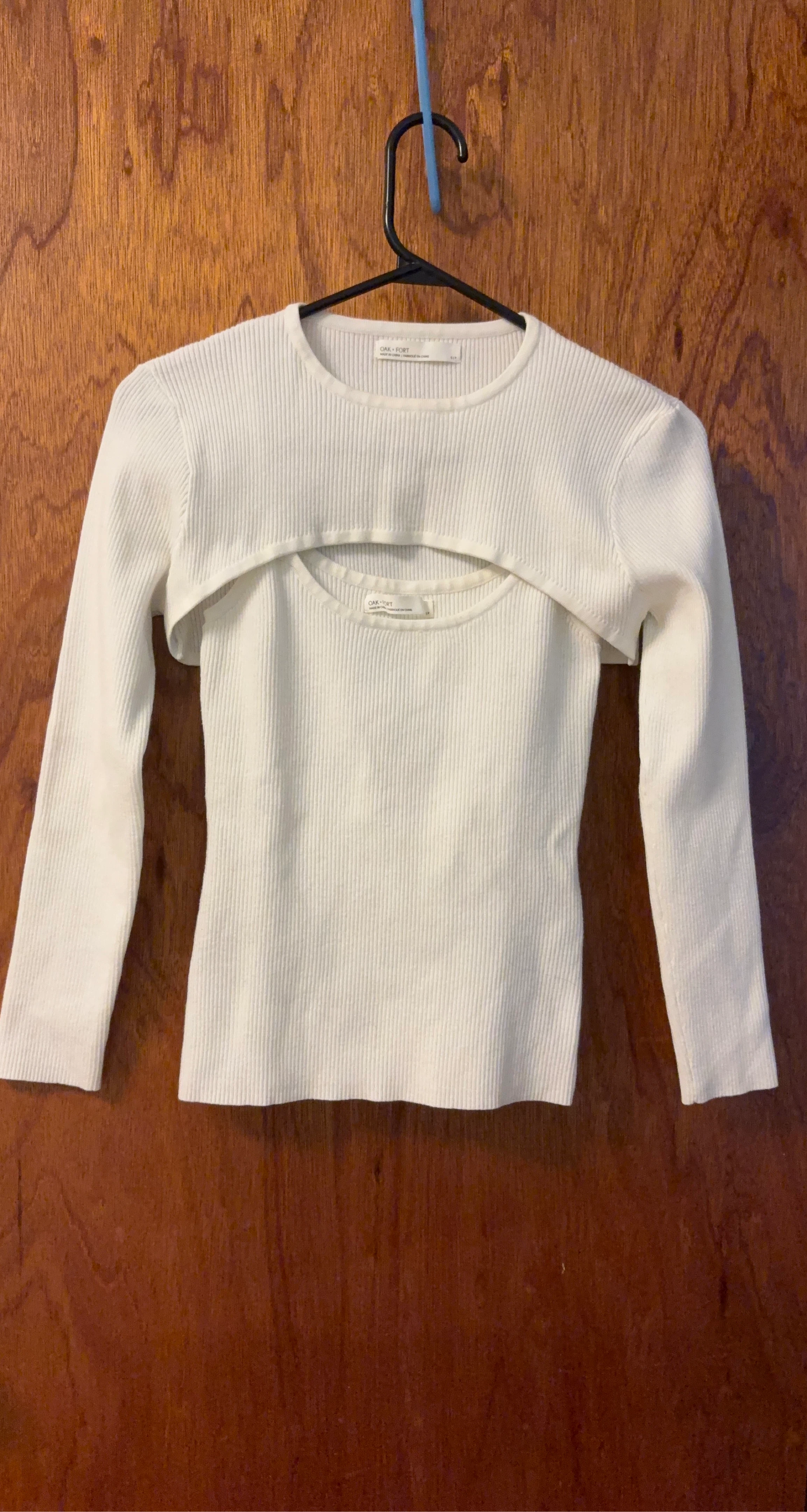 Oak + Fort White Ribbed Knit Bolero & Tank Set