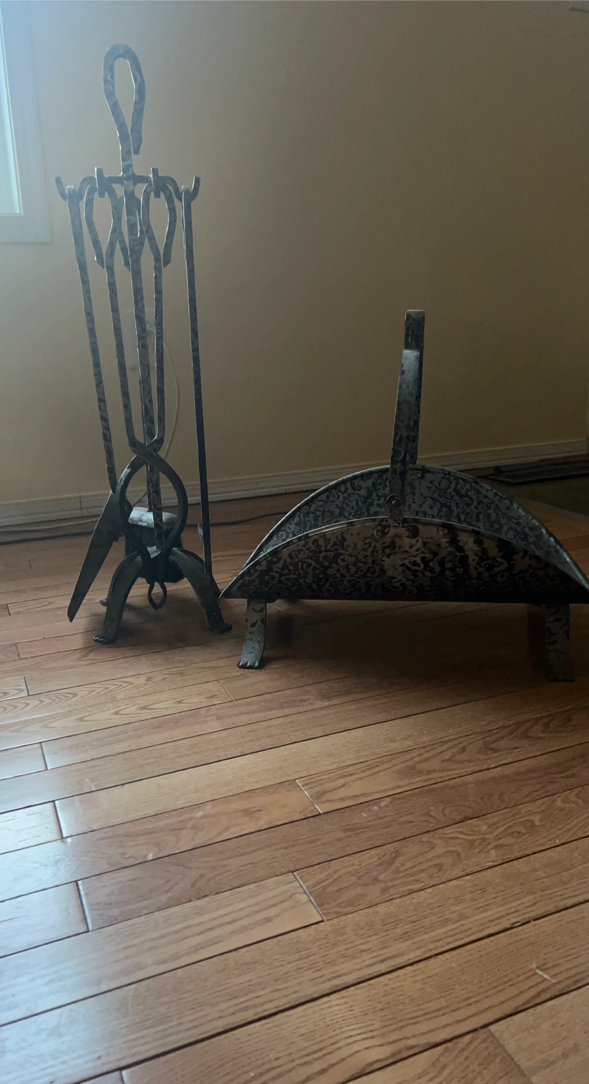 Wrought Iron Fireplace Tool Set and Log Holder