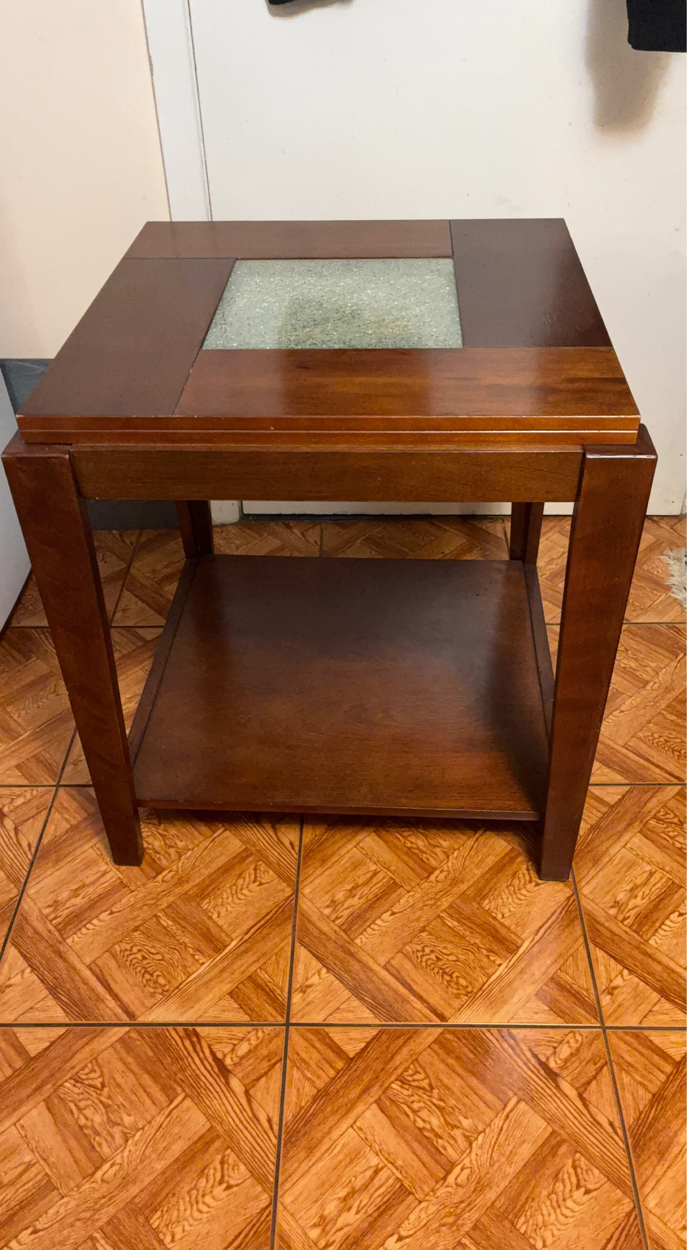 Square End Table with Glass Top - photo 2